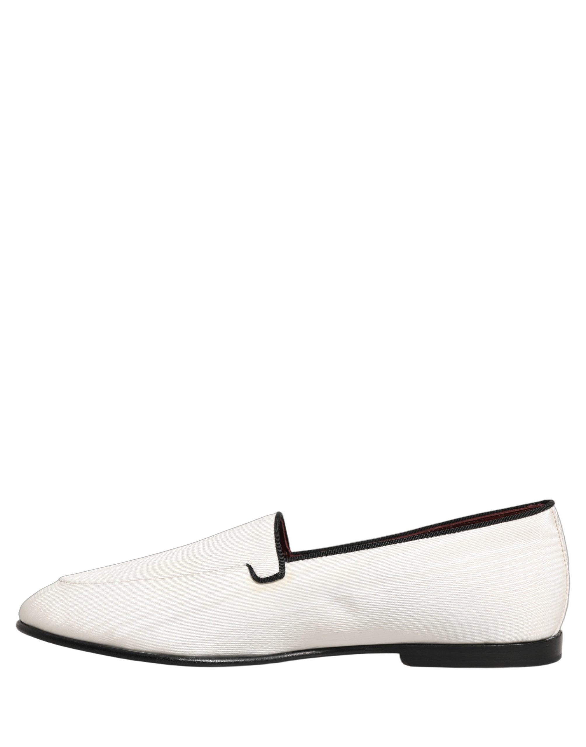Dolce & Gabbana White Velvet Slip-On Loafers