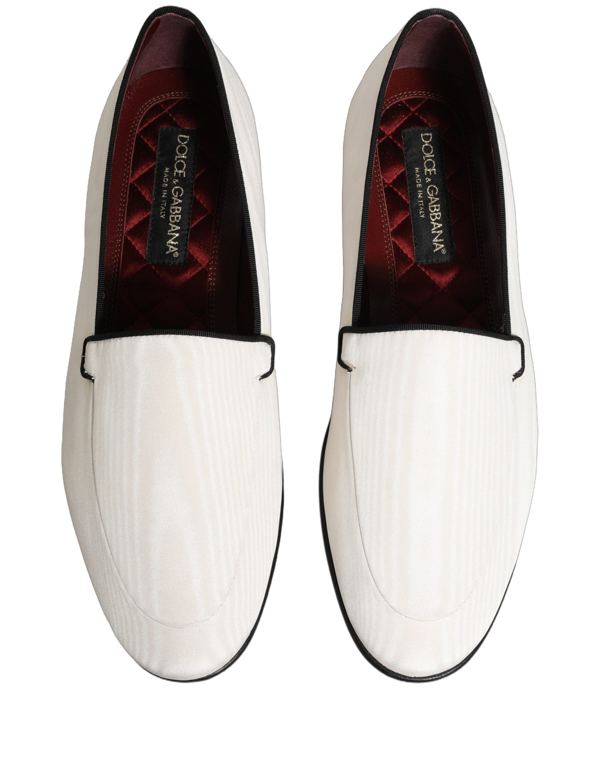 Dolce & Gabbana White Velvet Slip-On Loafers