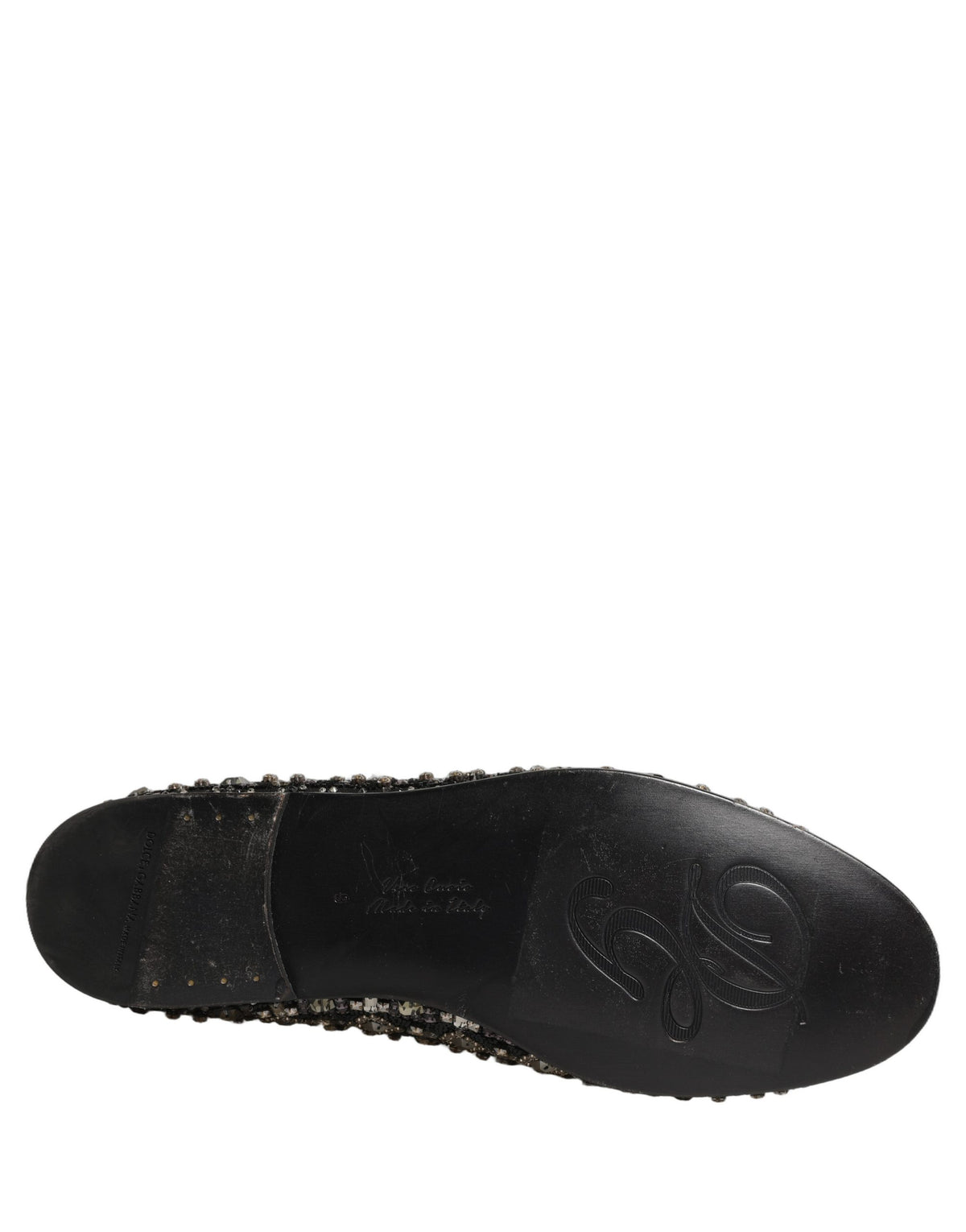 New Dolce & Gabbana Black Crystal Embellished Dress Loafers Shoes