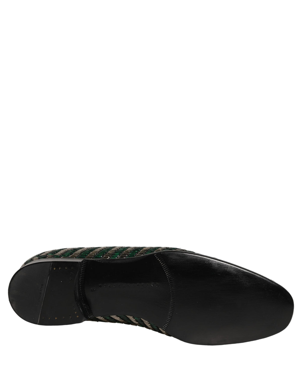 New Dolce & Gabbana Silver Green Embellished Dress Loafers Shoes