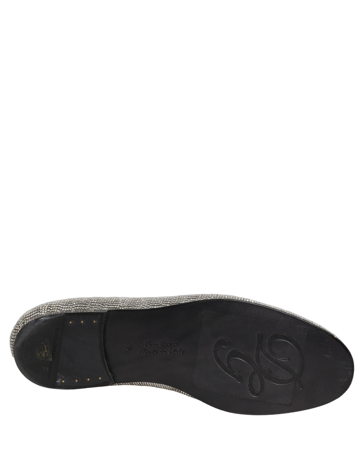 New Dolce & Gabbana Silver Crystal Embellished Men Loafers Shoes