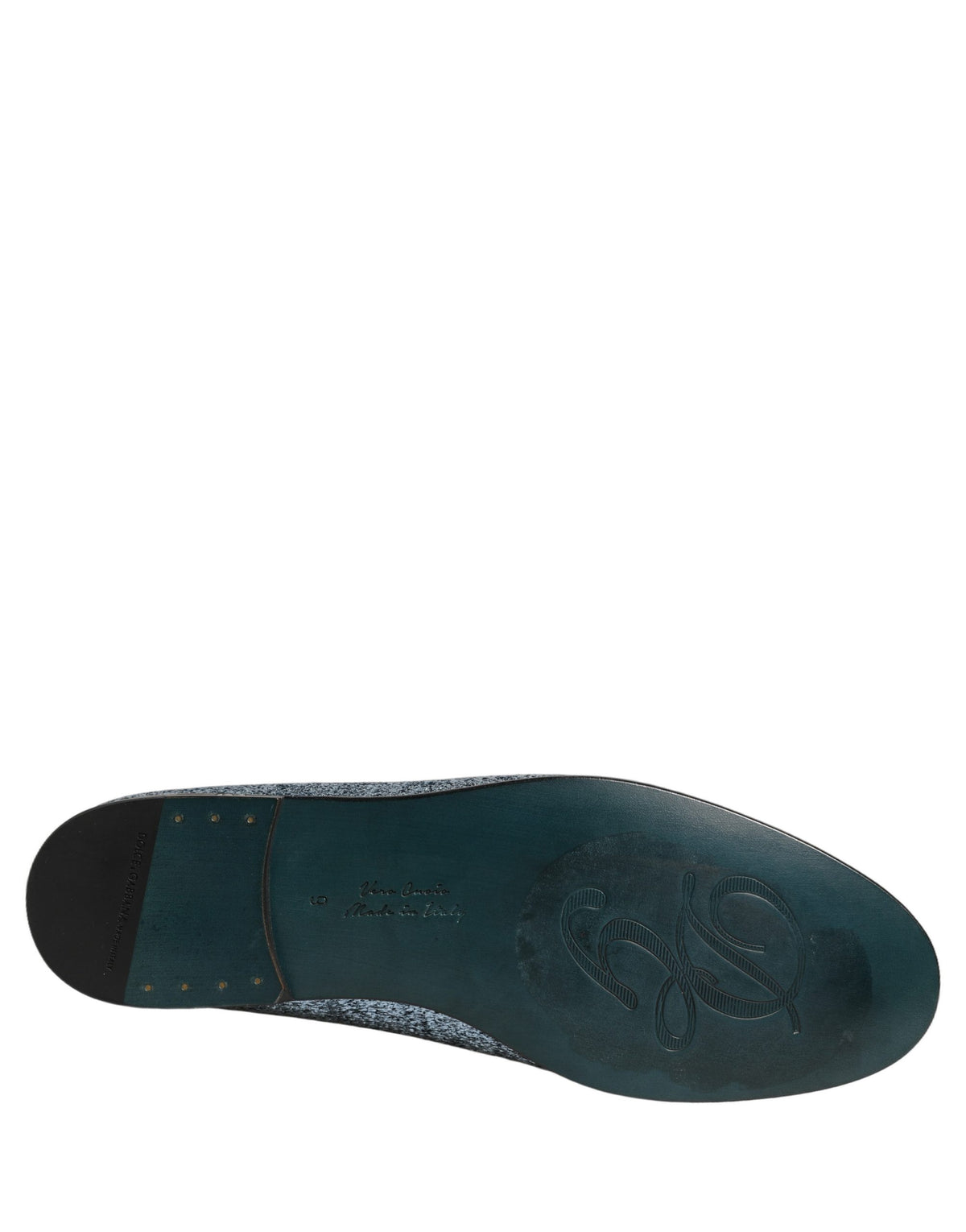 New Dolce & Gabbana Blue Glitter Lurex DG Logo Dress Loafers Shoes