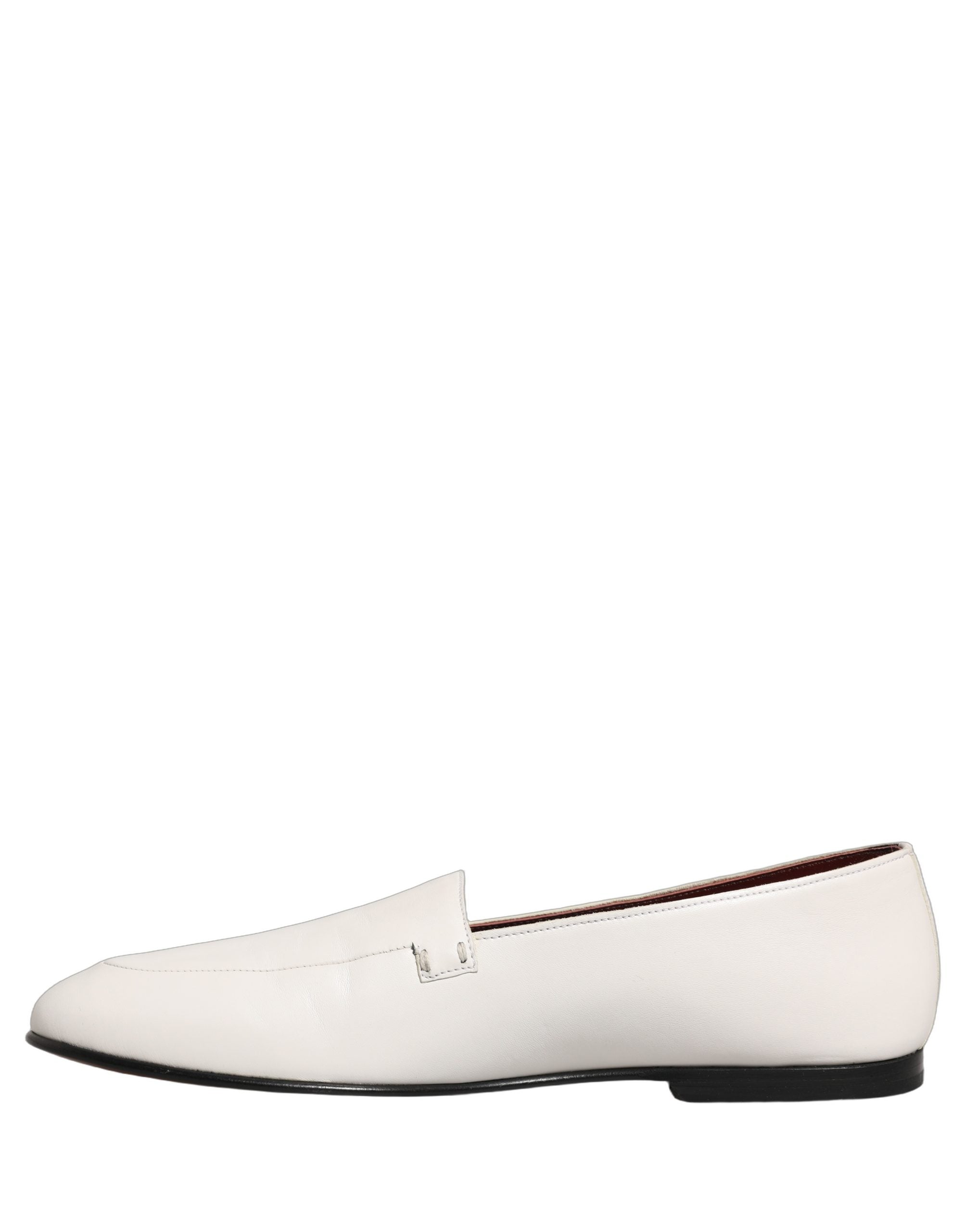 Dolce & Gabbana White Leather Logo Slip On Men Loafers