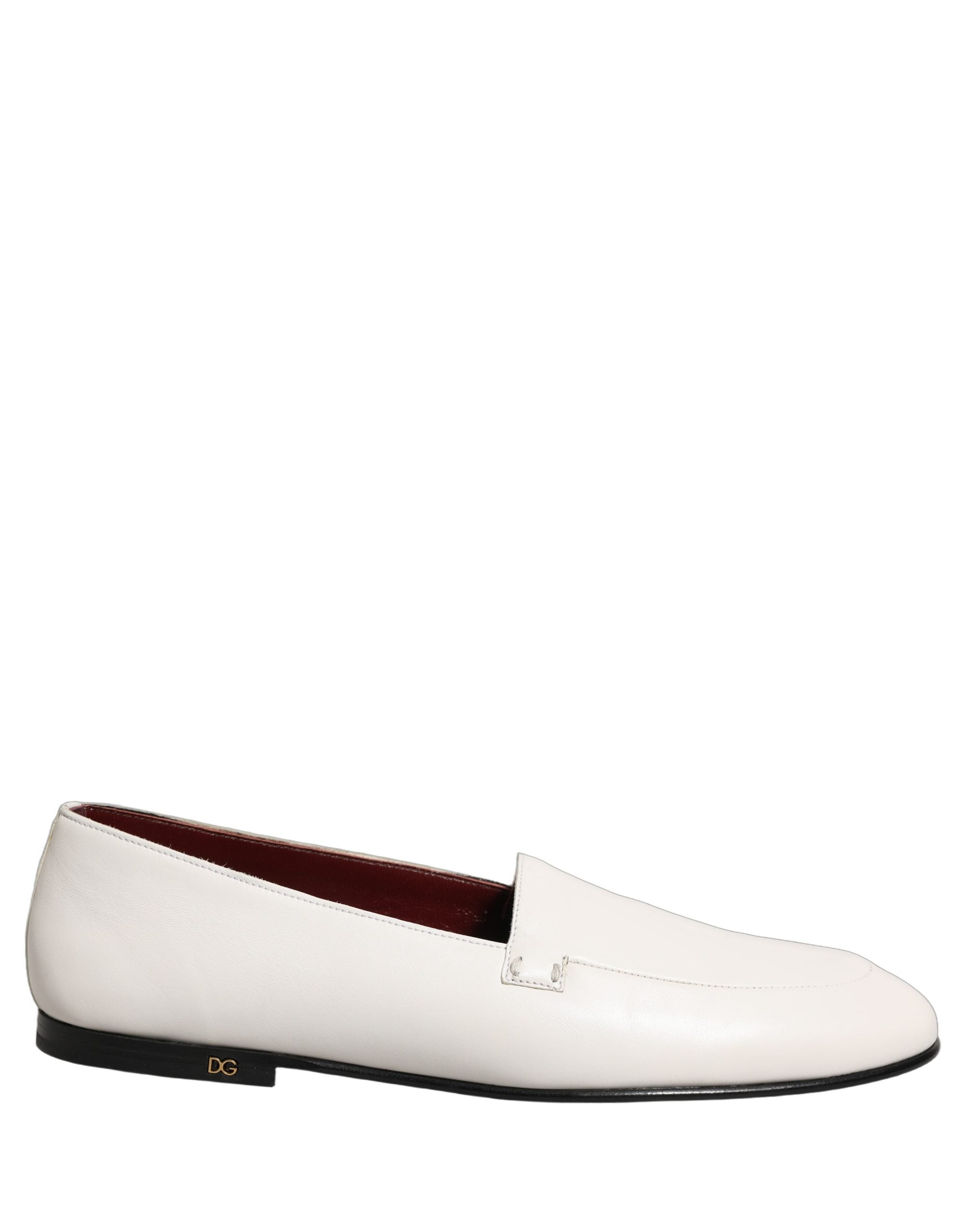 Dolce & Gabbana White Leather Logo Slip On Men Loafers