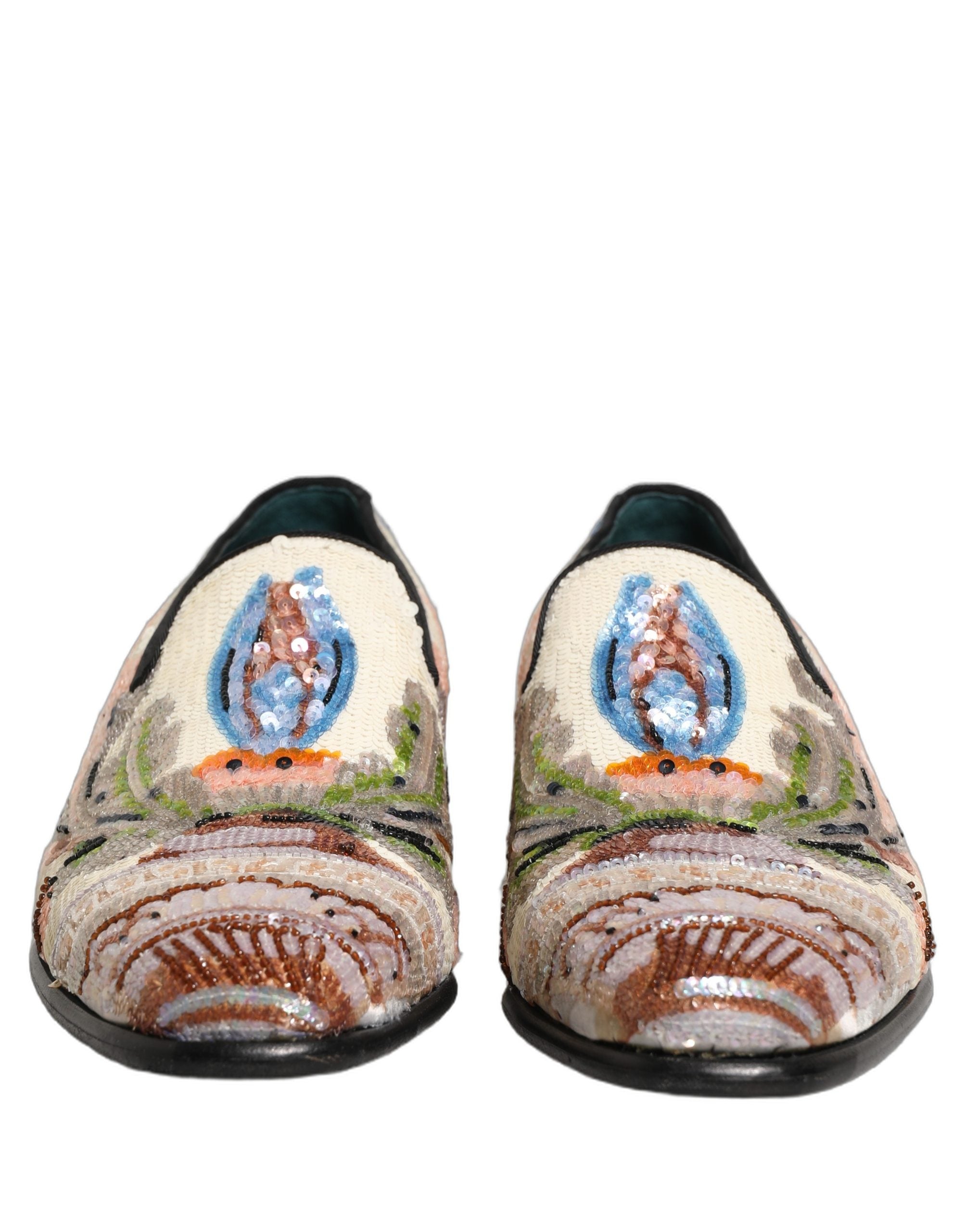 Dolce & Gabbana Multicolor Sequin Embroidered Loafers