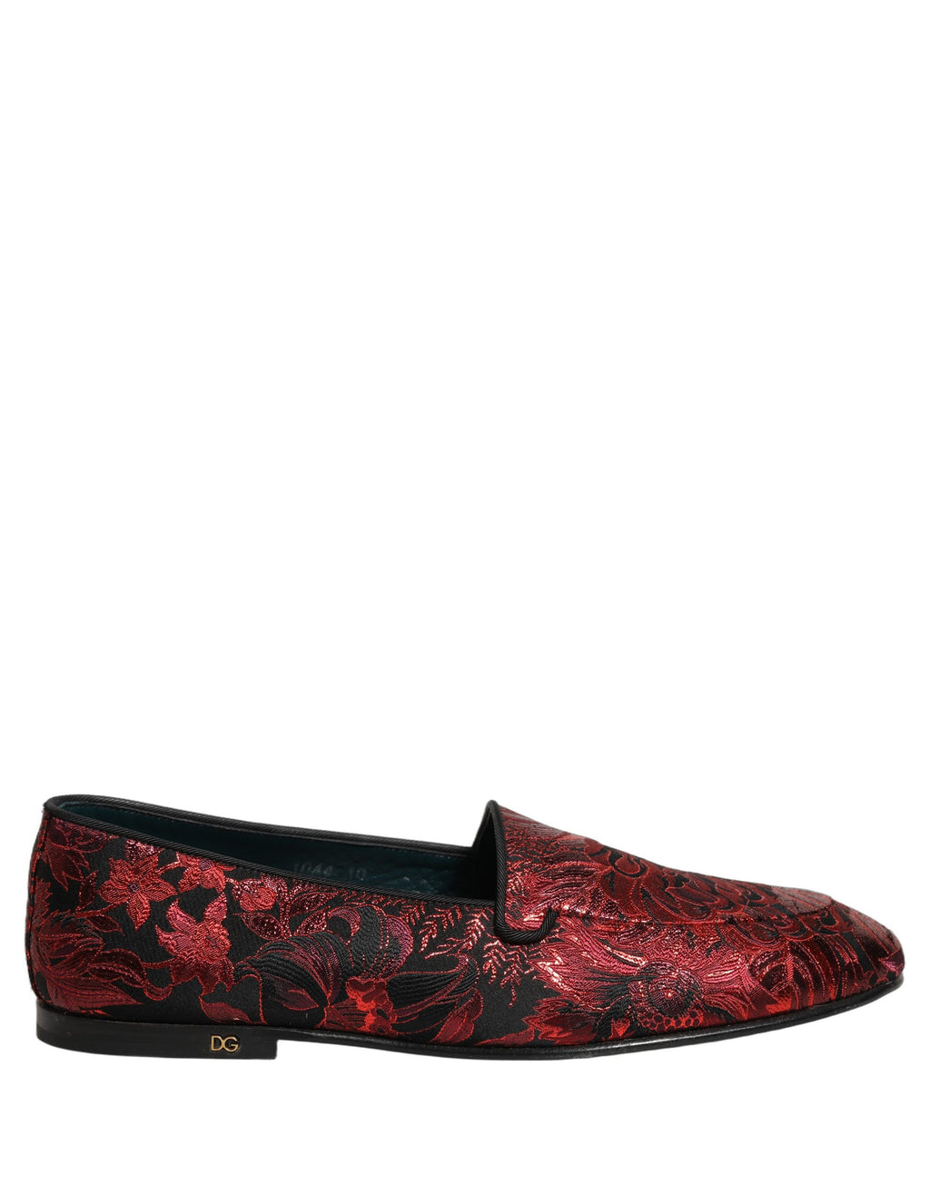 Dolce & Gabbana Red Floral Jacquard Slip On Loafers