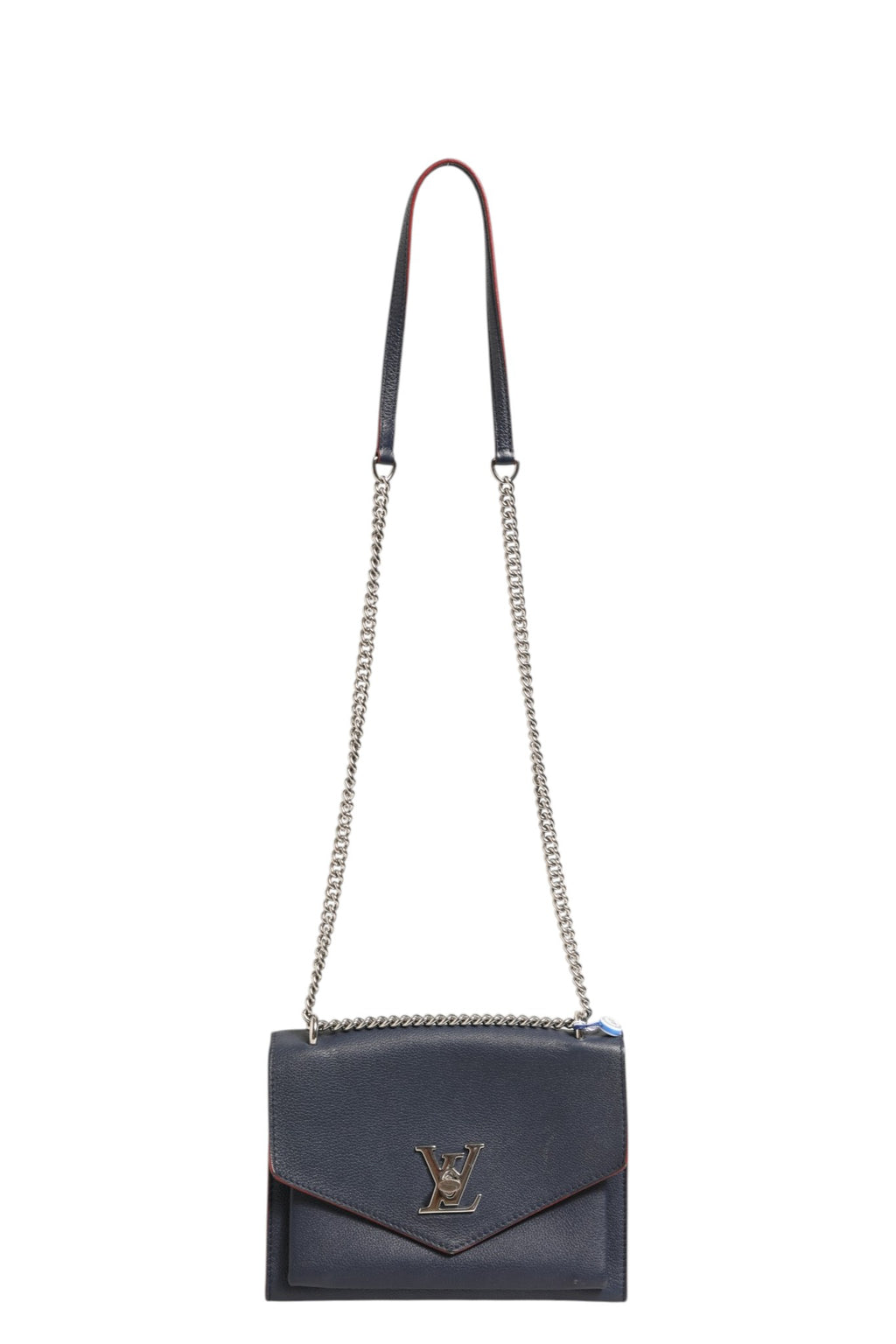 Louis Vuitton Mylockme Navy Blue Leather Chain Shoulder Bag