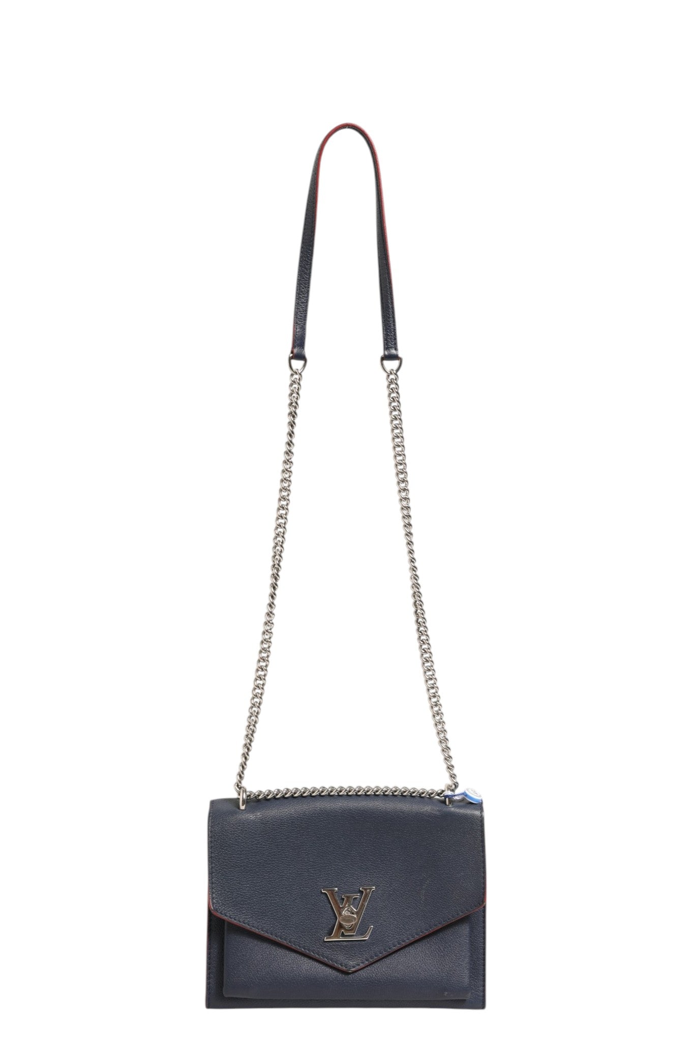 Louis Vuitton Mylockme Navy Blue Leather Chain Shoulder Bag