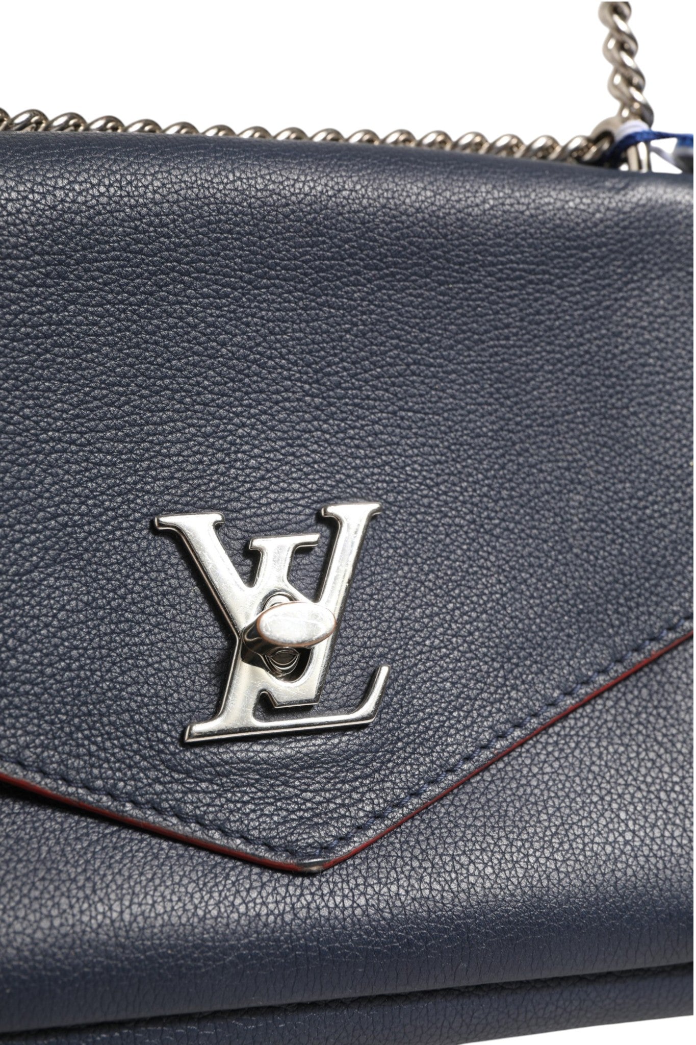 Louis Vuitton Mylockme Navy Blue Leather Chain Shoulder Bag