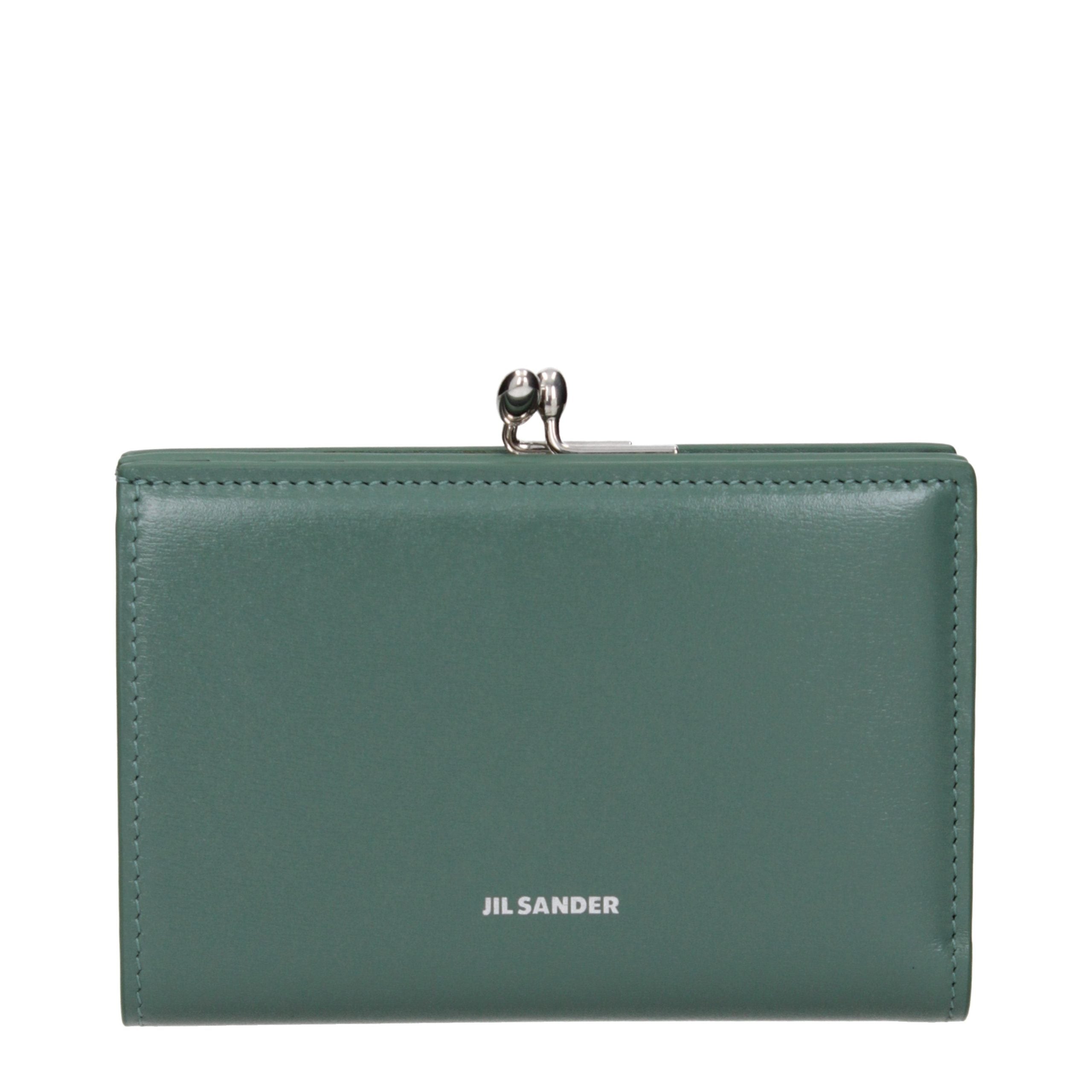 Jil Sander Small Green Gogi Leather Clutch Wallet