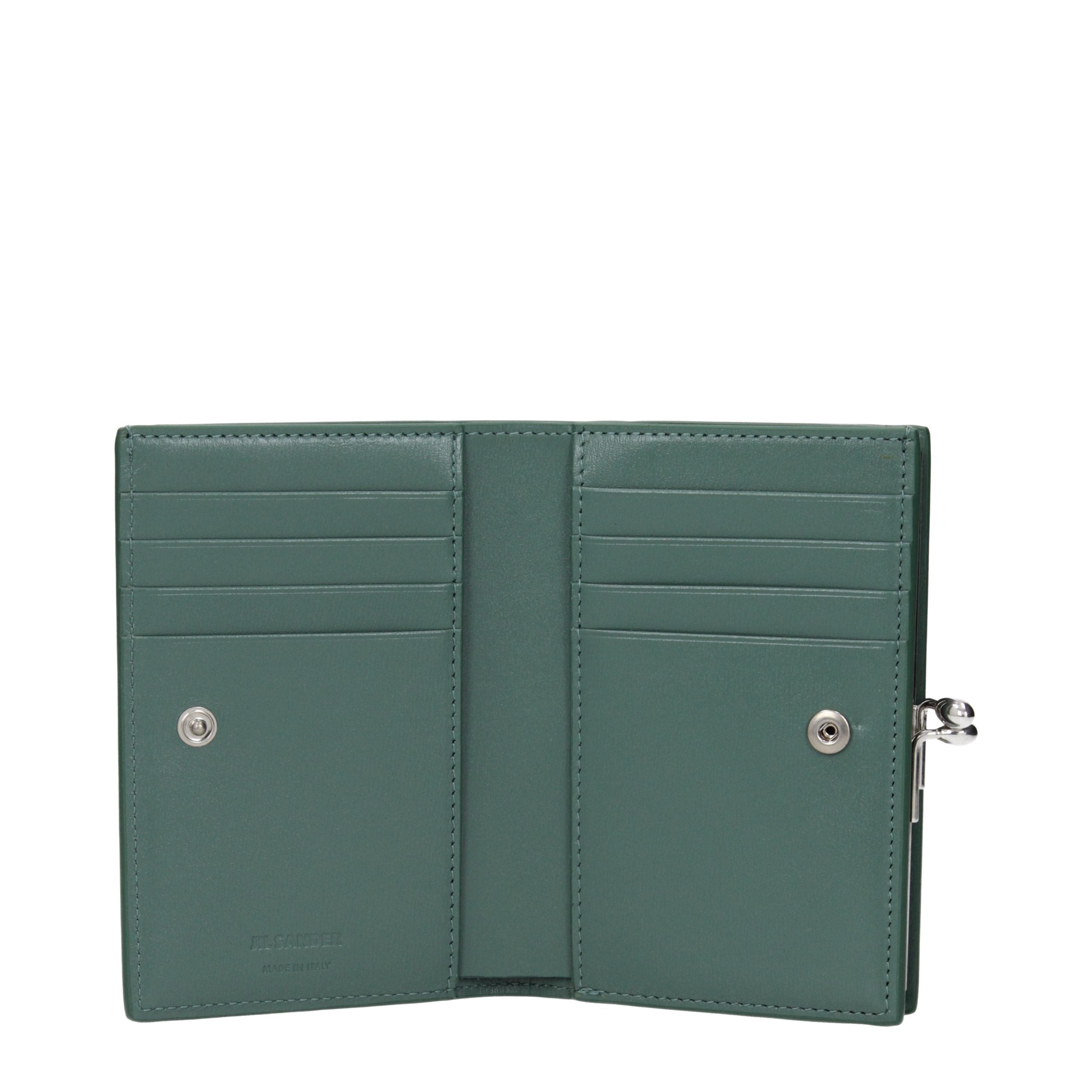 Jil Sander Small Green Gogi Leather Clutch Wallet