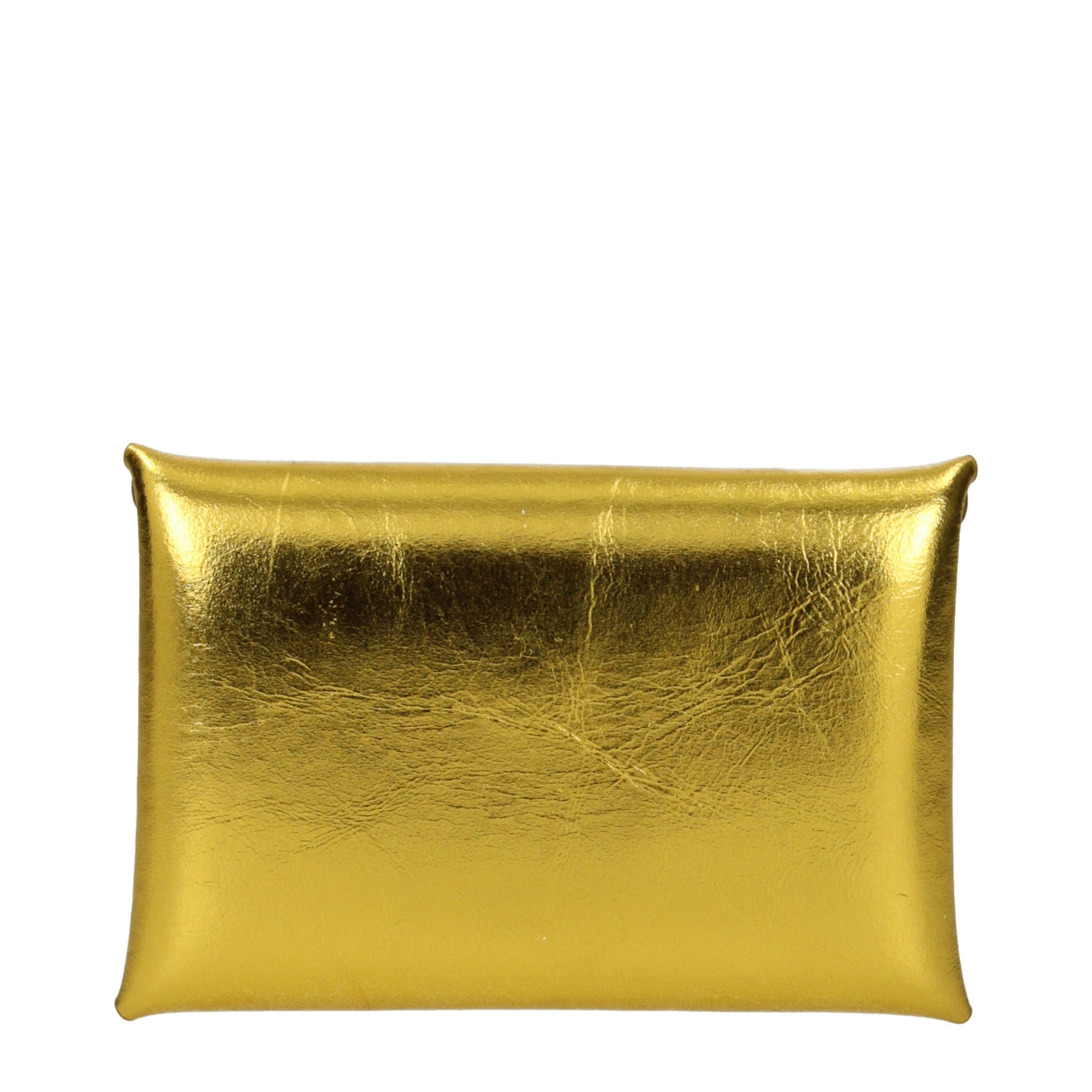 Jil Sander Metallic Gold Leather Coin Purse