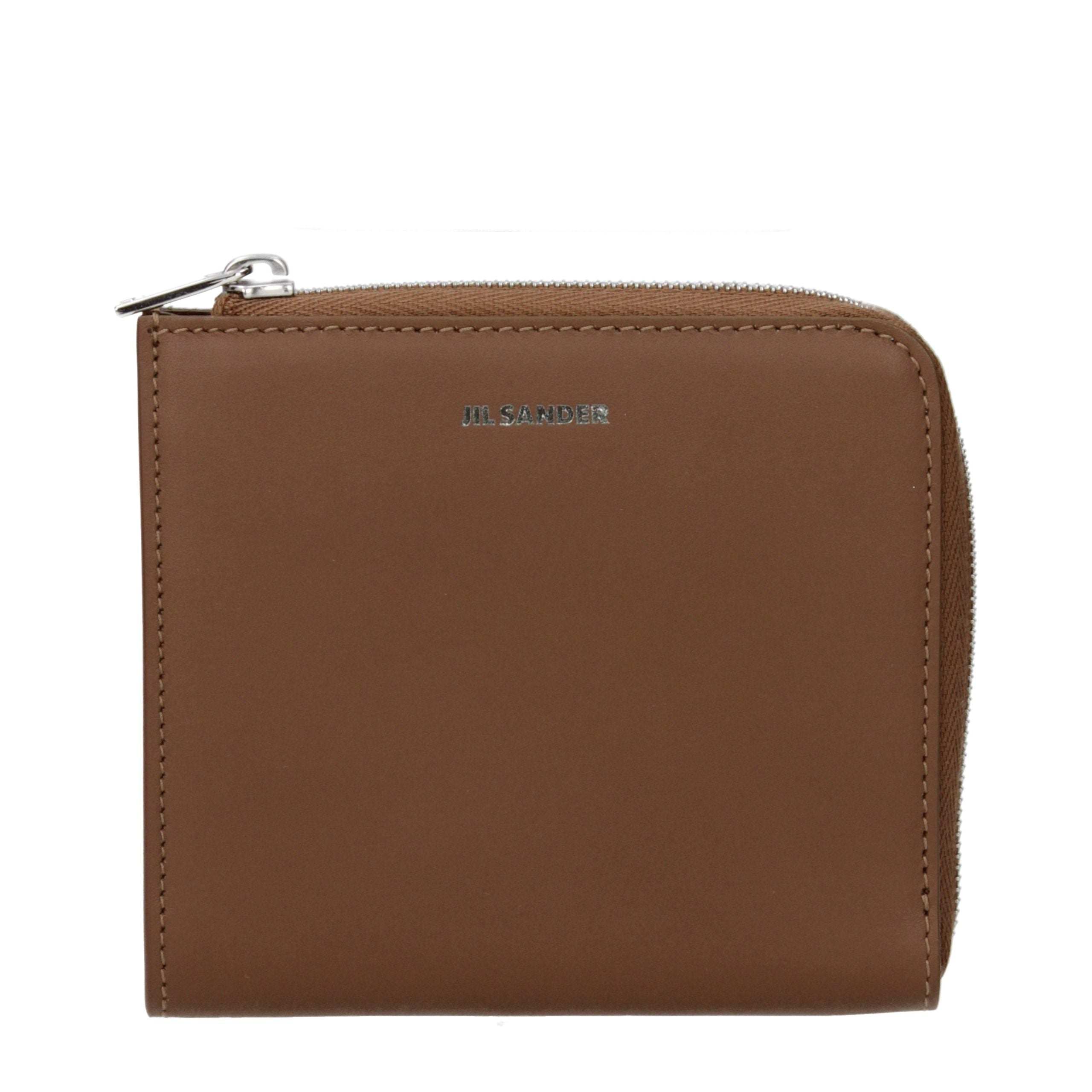Jil Sander Tobacco Brown Embossed Logo Leather Wallet