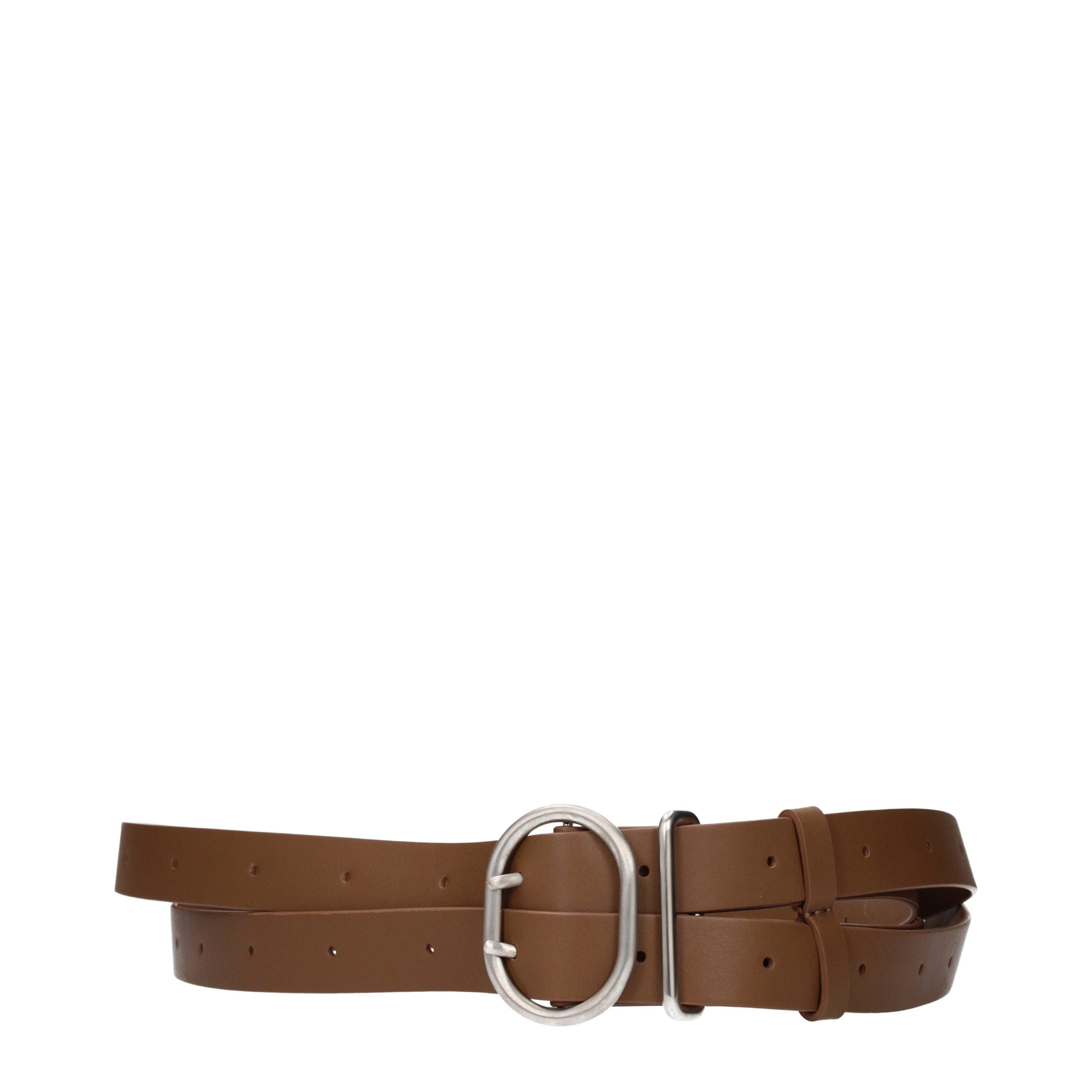 Jil Sander Brown Leather Silver Buckle Belt
