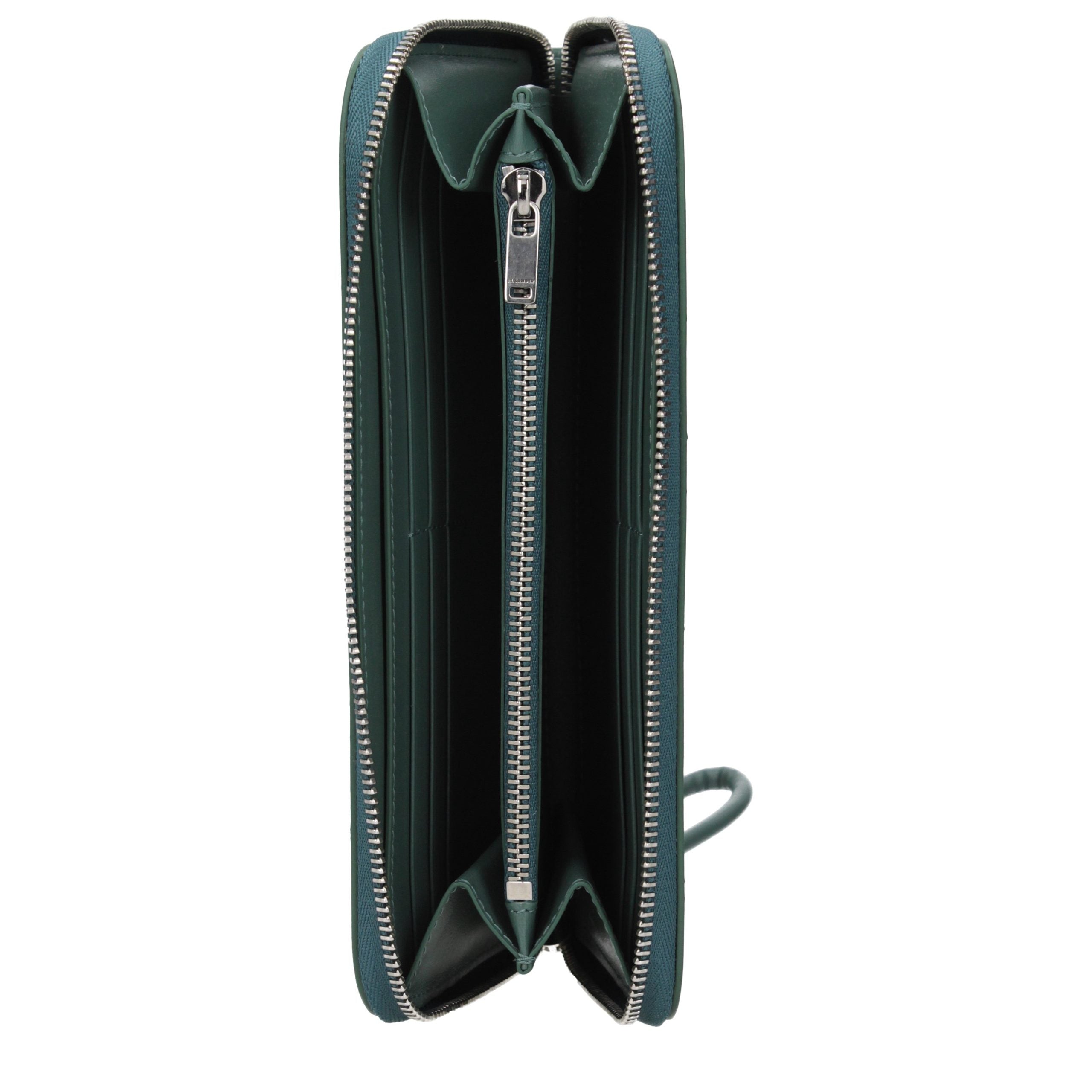Jil Sander Seaweed Green Zip-Around Long Leather Wallet