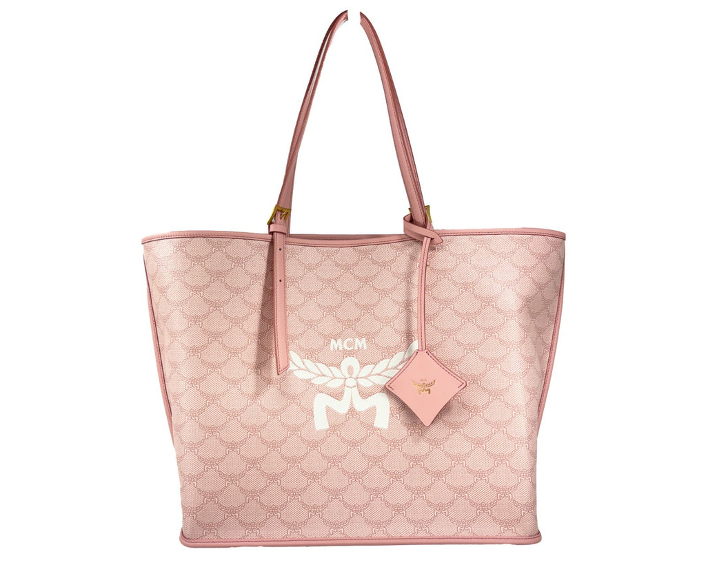 MCM Medium Pink Himmel Signature Printed Tote Bag