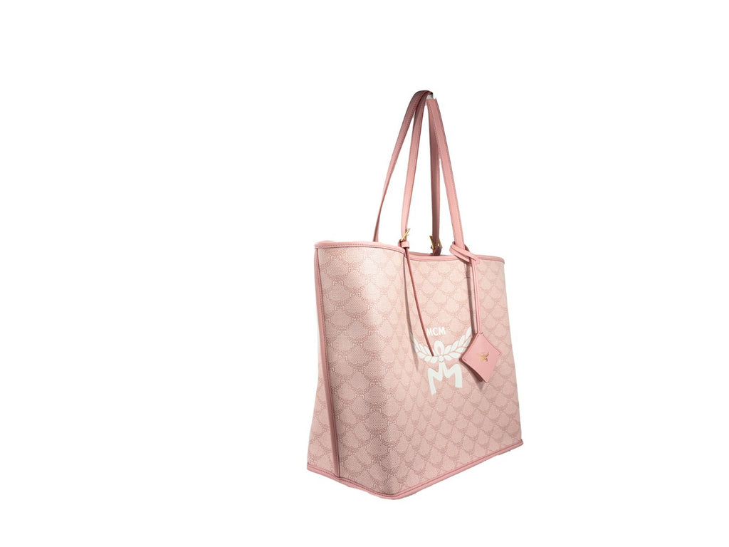 MCM Medium Pink Himmel Signature Printed Tote Bag