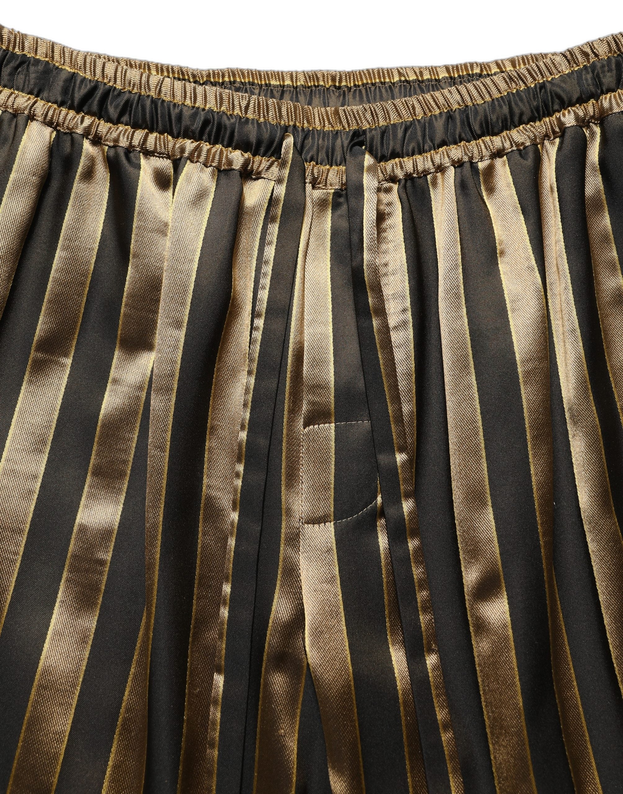 Dolce & Gabbana Gold Black Stripe Satin Tapered Leg Men Pants