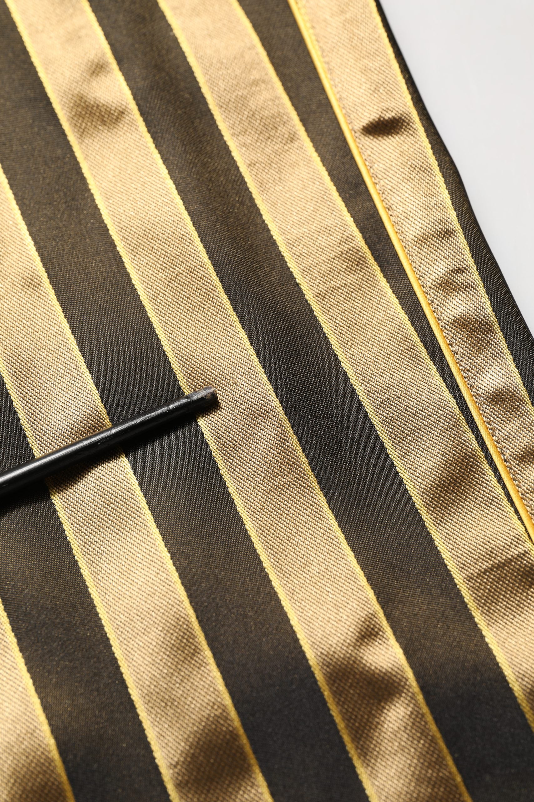 Dolce & Gabbana Gold Black Stripes Satin Tapered Leg Pants