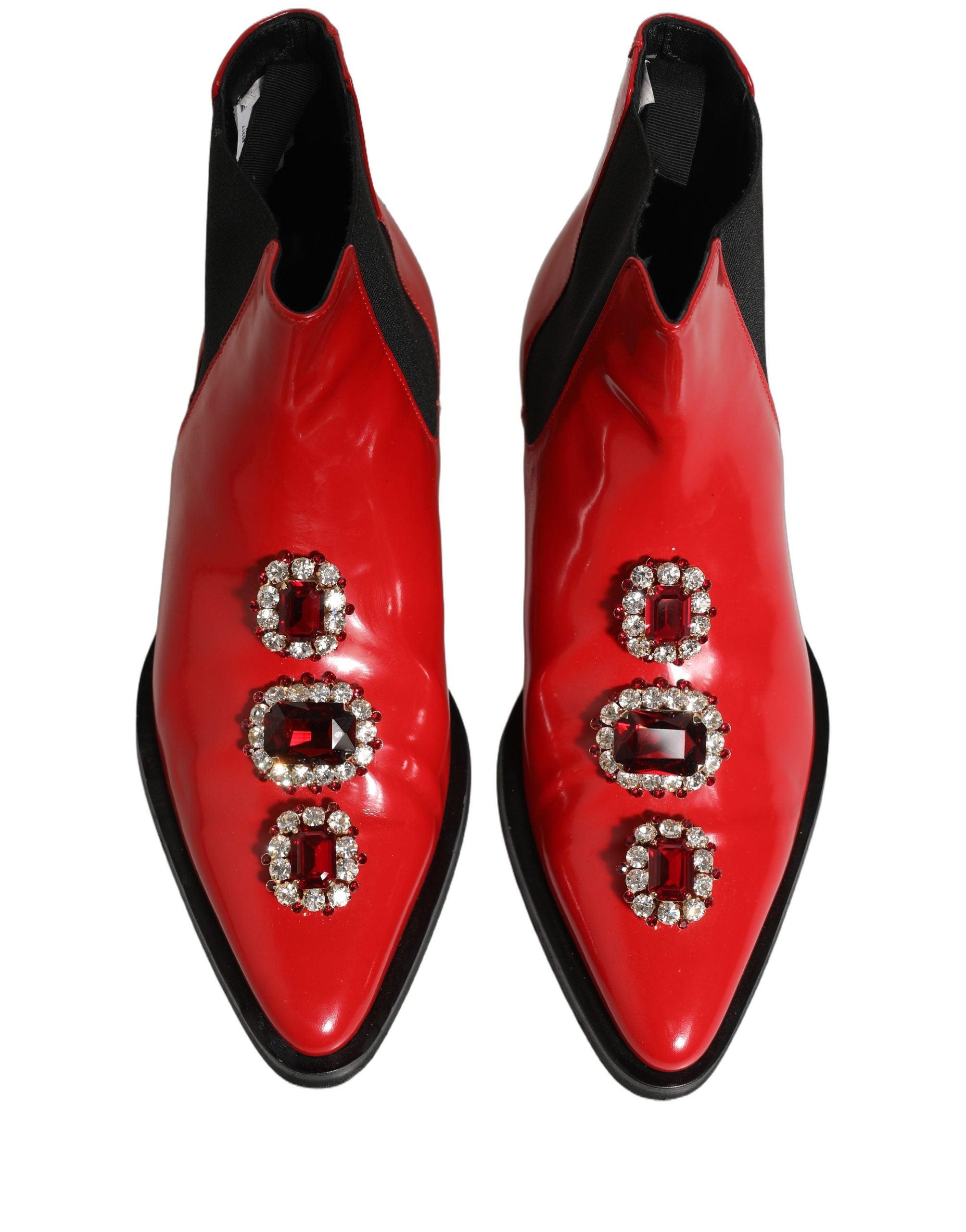 Dolce & Gabbana Red Embellished Chelsea Men Ankle Boots Shoes