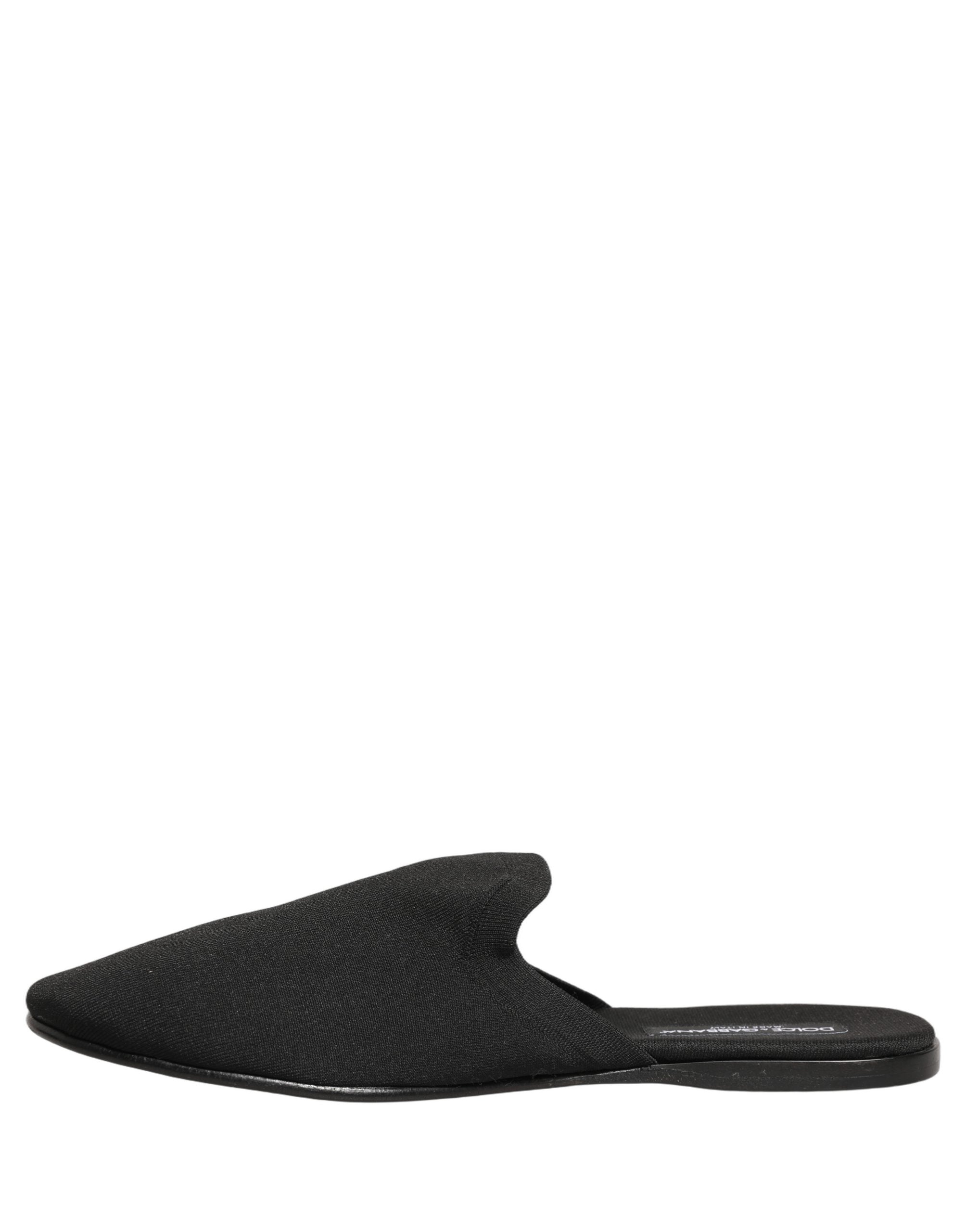 Dolce & Gabbana Black Suede Slides Flat Slipper Men Shoes
