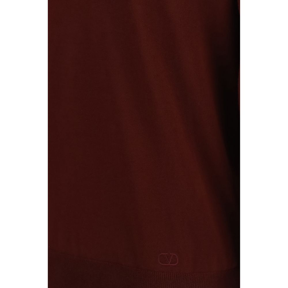 Valentino Garavani Bordeaux Wool Polo Shirt