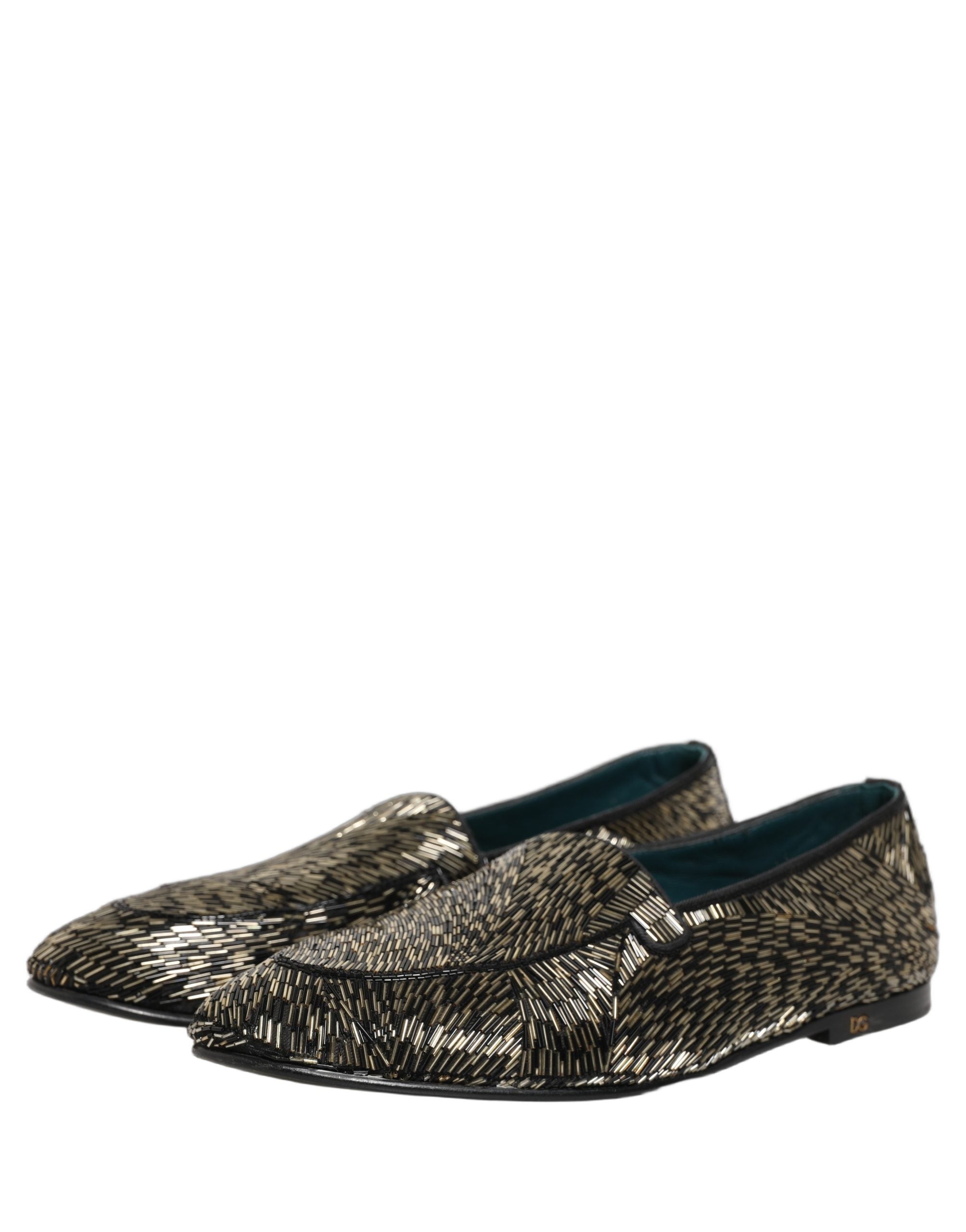 Pre-Owned Dolce & Gabbana Black Silver Embellished Dress Loafers Shoes