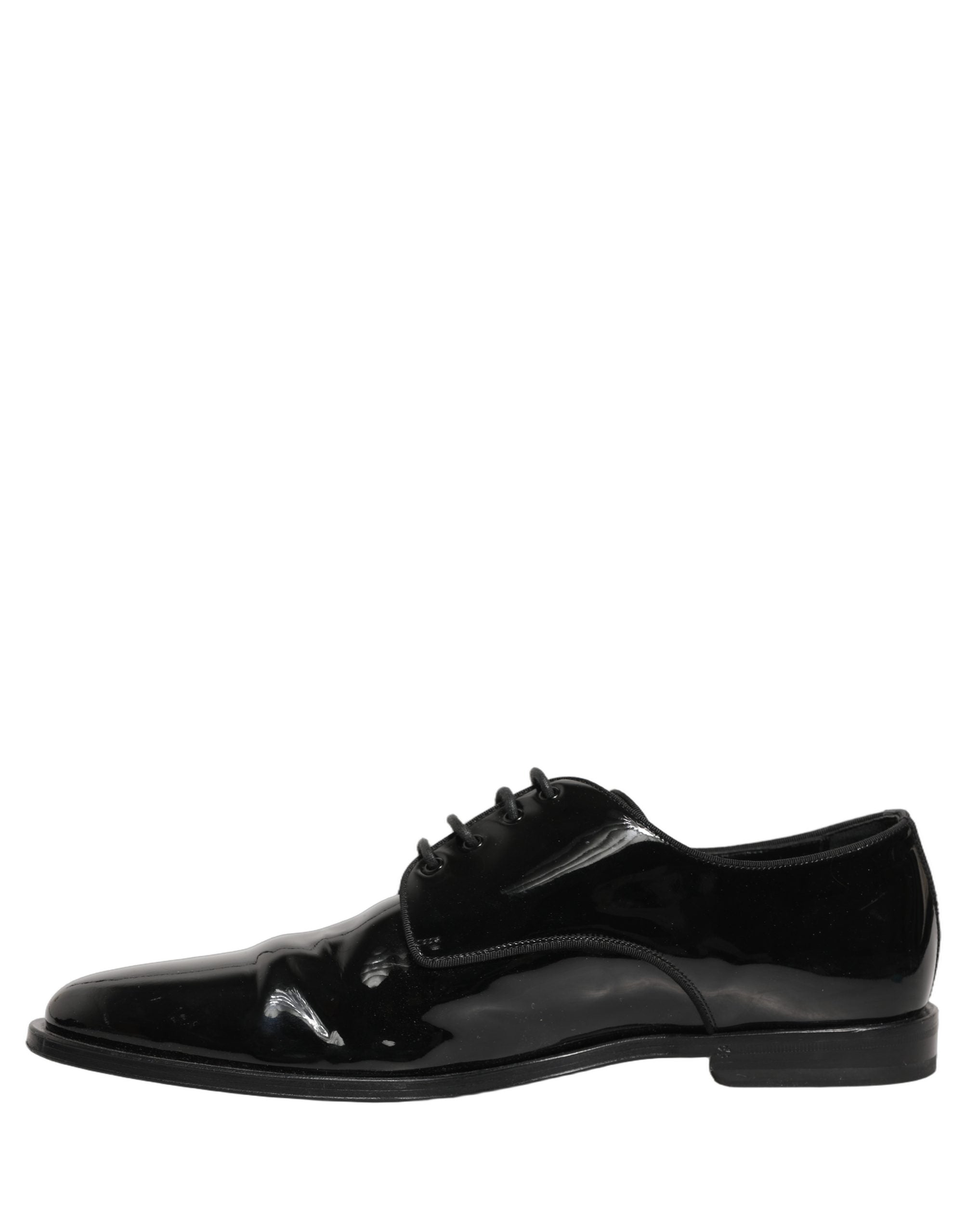 Dolce & Gabbana Black Leather Men Derby Dress Formal Shoes