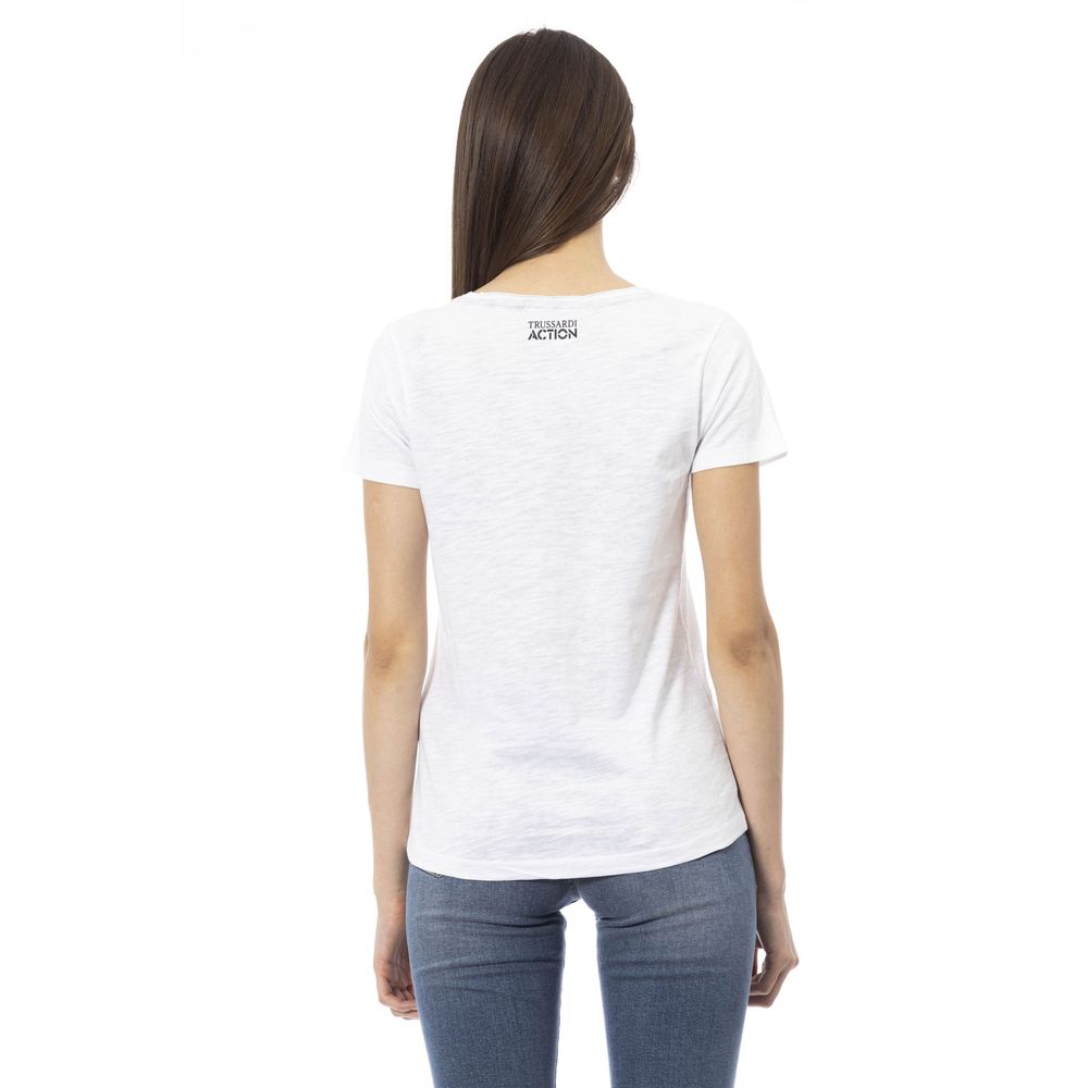 Trussardi Action White Cotton Graphic T-Shirt