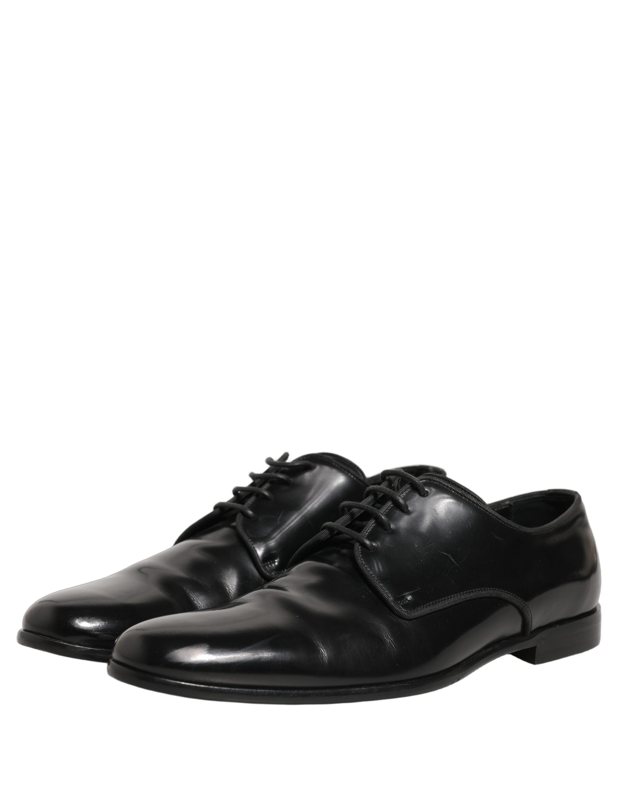 Dolce & Gabbana Black Leather Men Derby Dress Formal Shoes