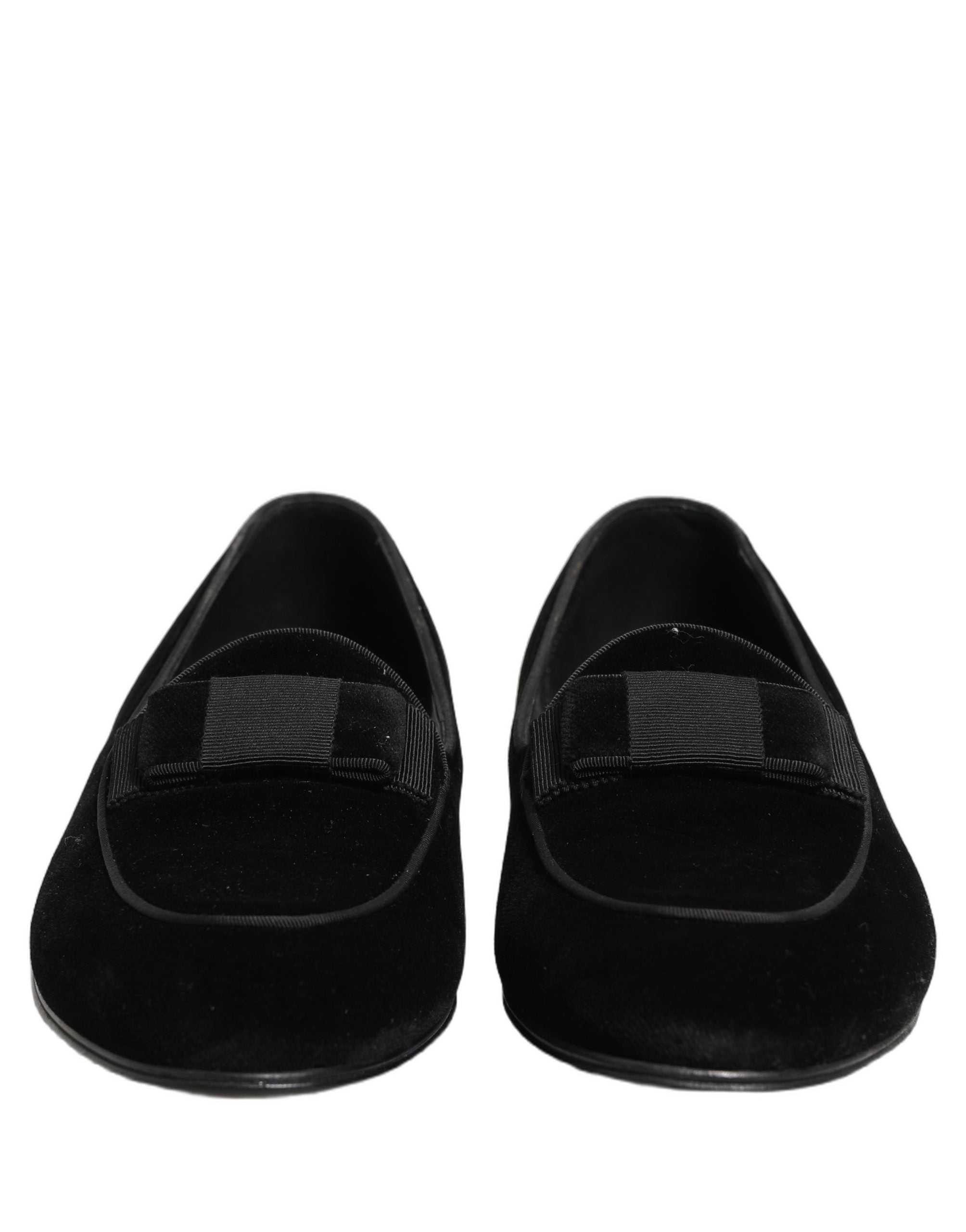 Dolce & Gabbana Black Velvet Loafers Formal Men Dress Shoes