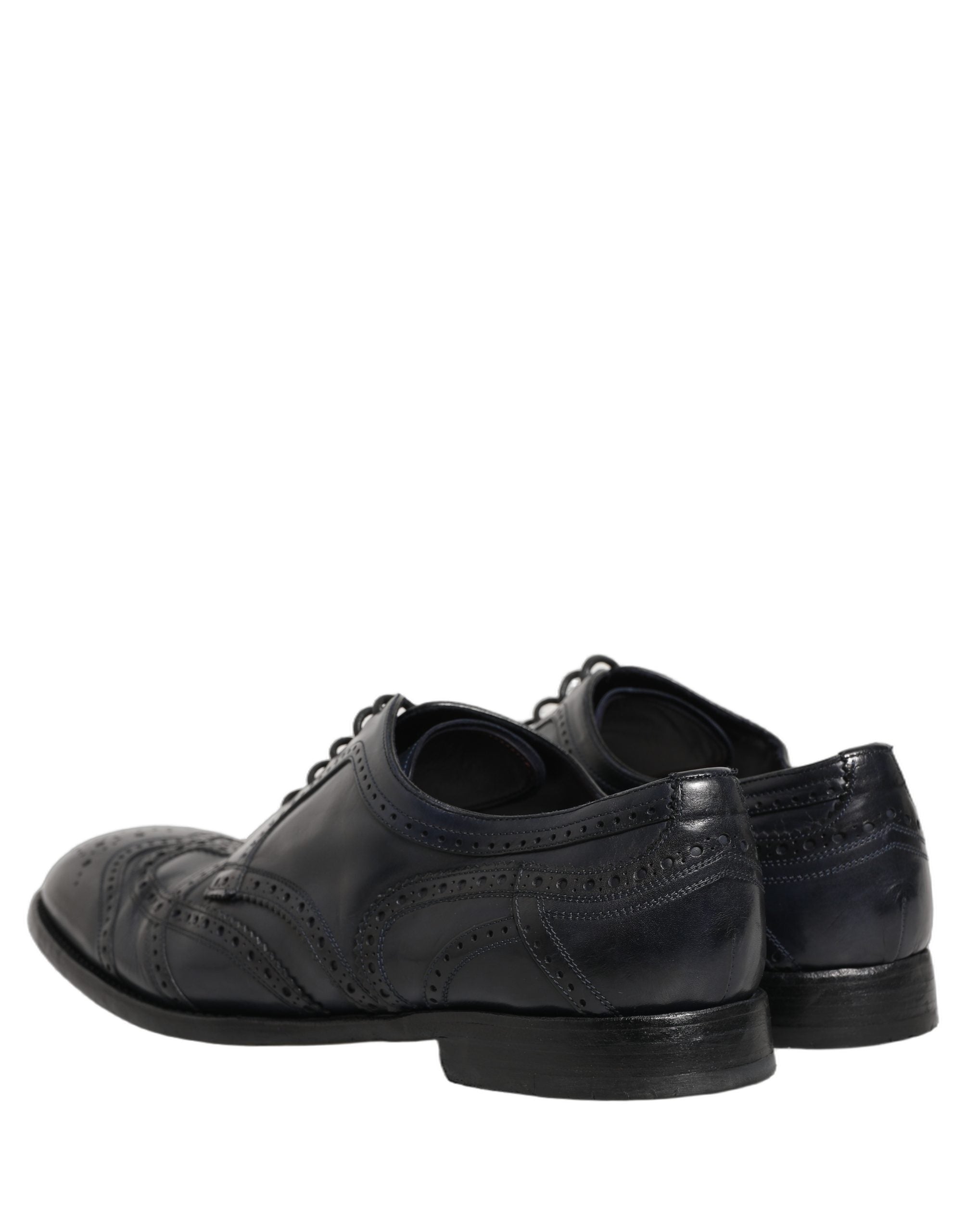 Dolce & Gabbana Blue Leather Derby Wingtip Formal Shoes