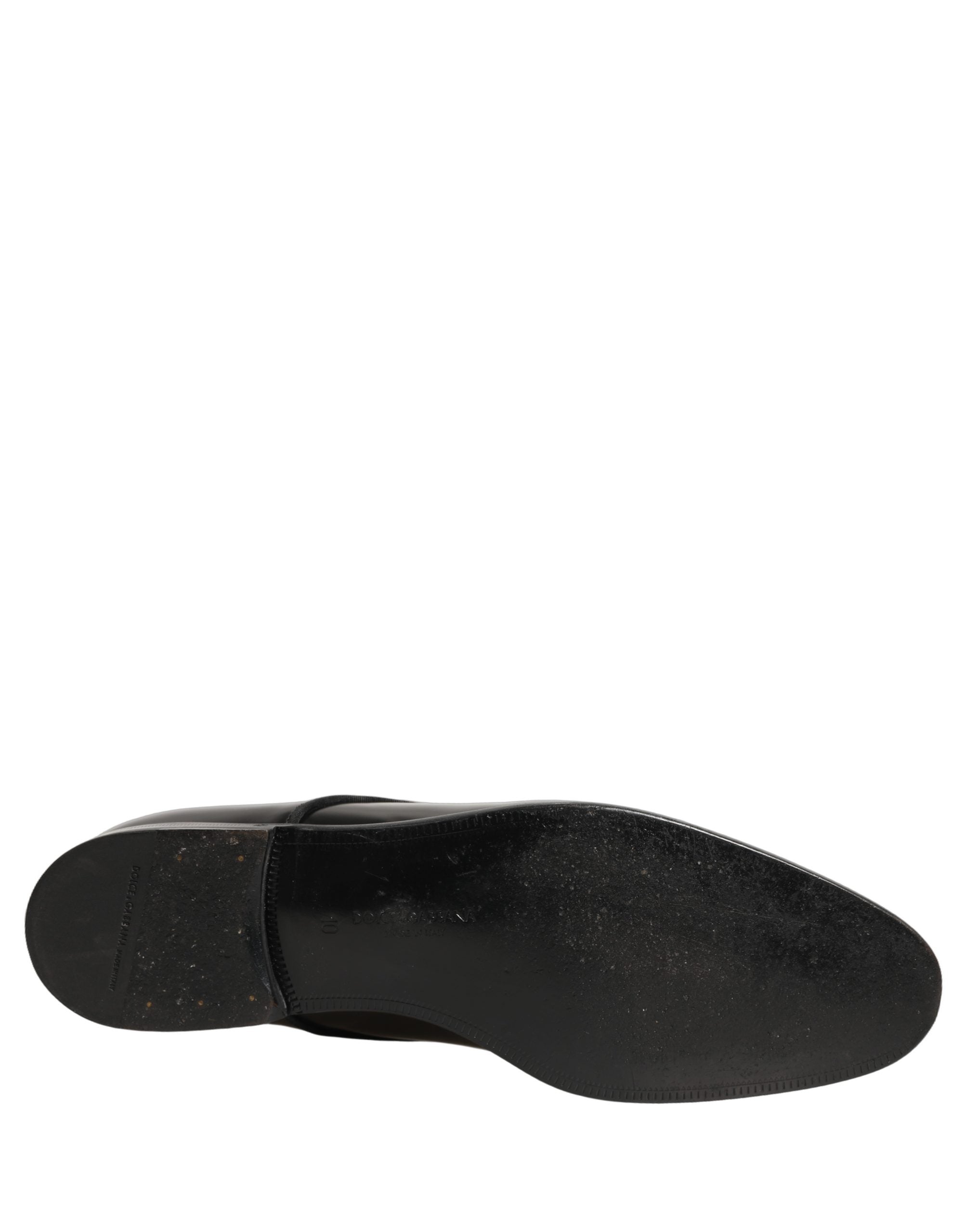 Dolce & Gabbana Black Leather Men Derby Dress Formal Shoes