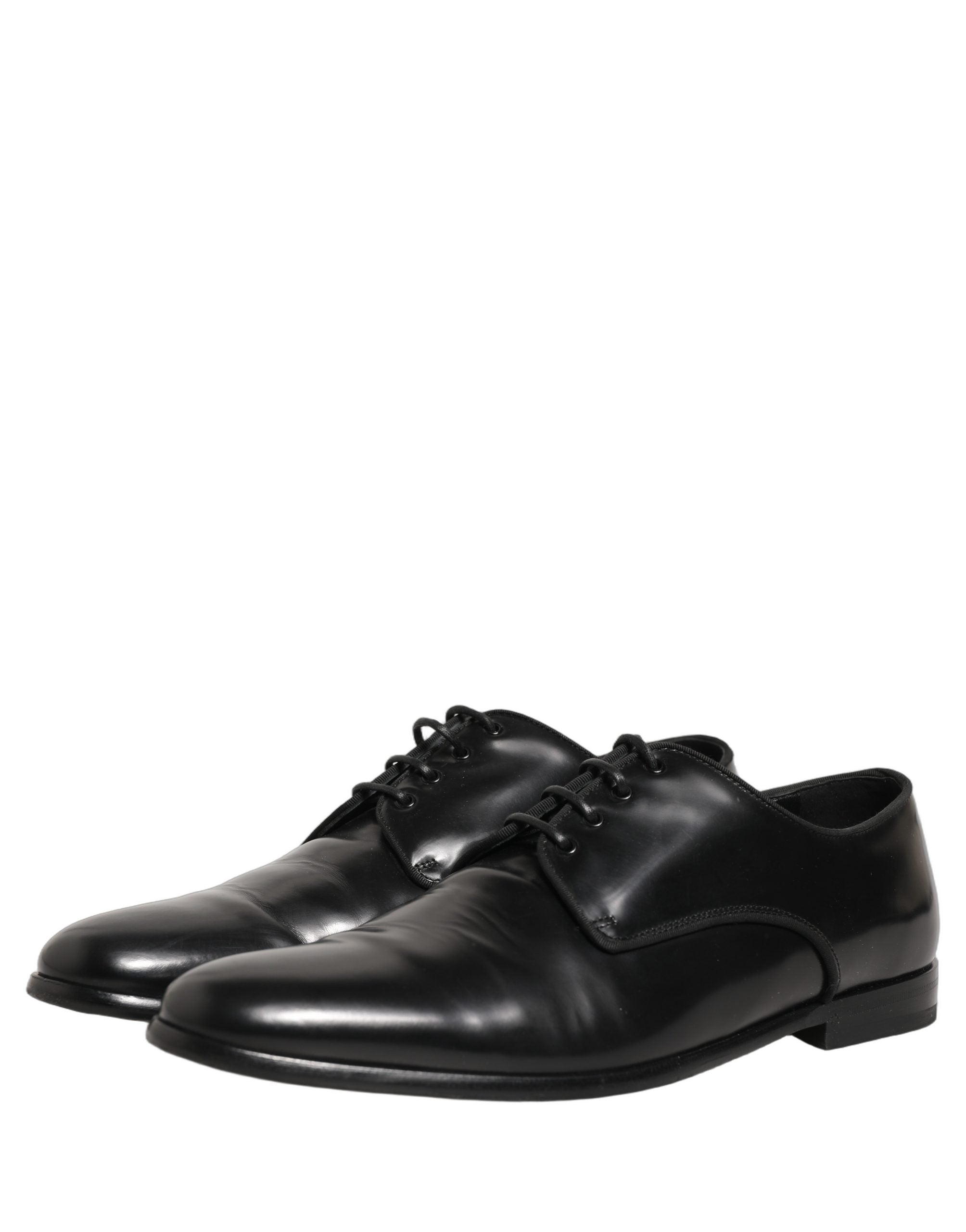 Dolce & Gabbana Black Leather Men Derby Dress Formal Shoes