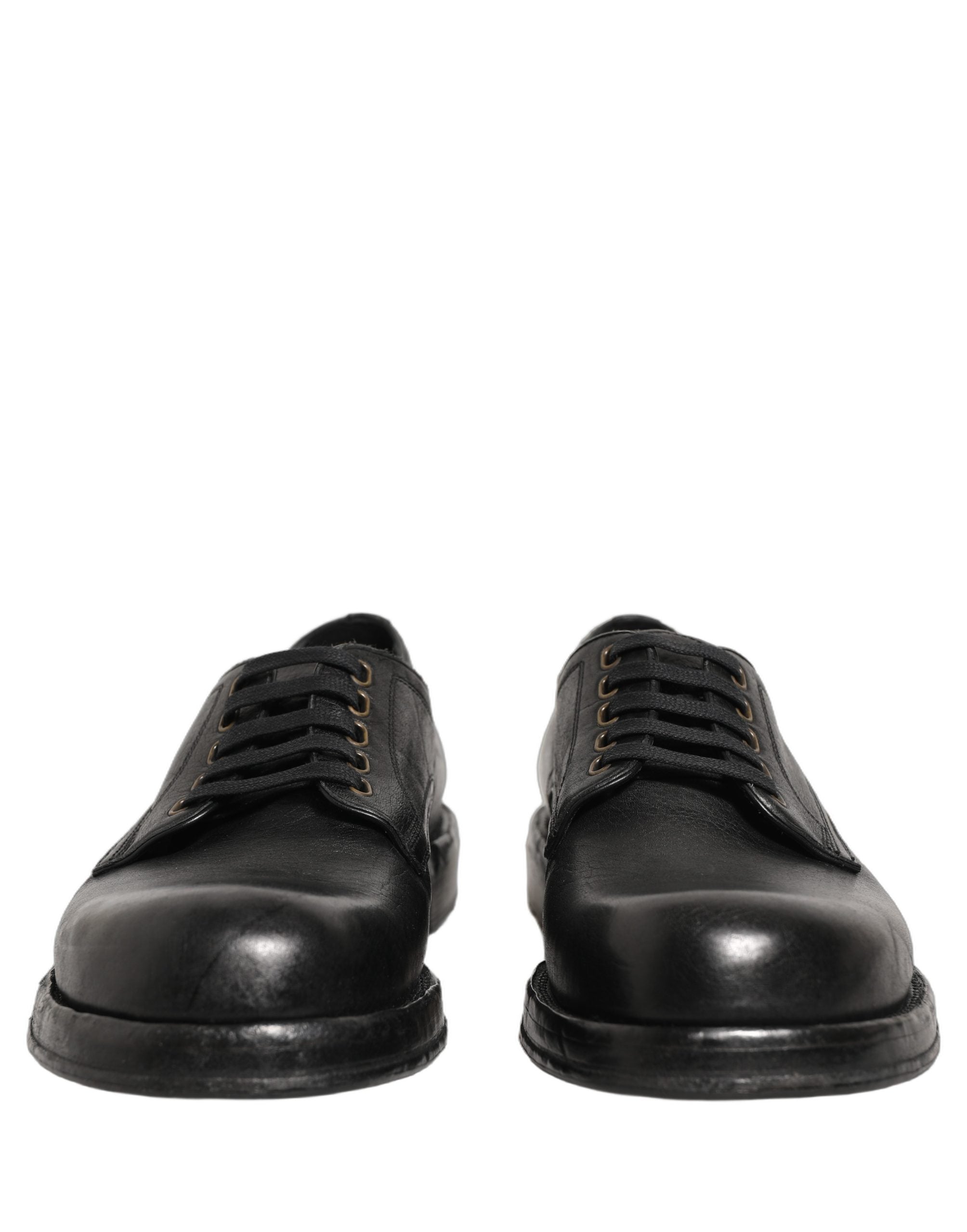 Dolce & Gabbana Black Leather Lace Up Derby Dress Men Shoes