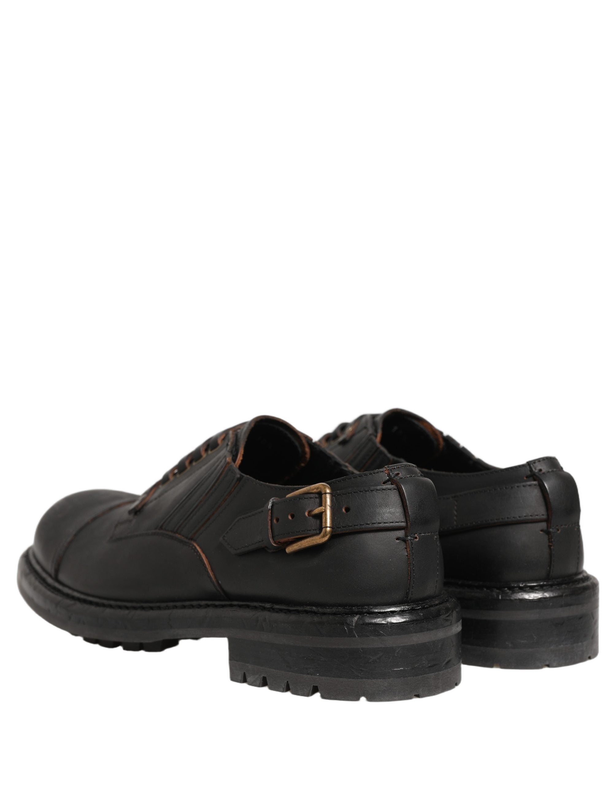Pre-Owned Dolce & Gabbana Dress Black Leather Lace Up Derby Men Shoes