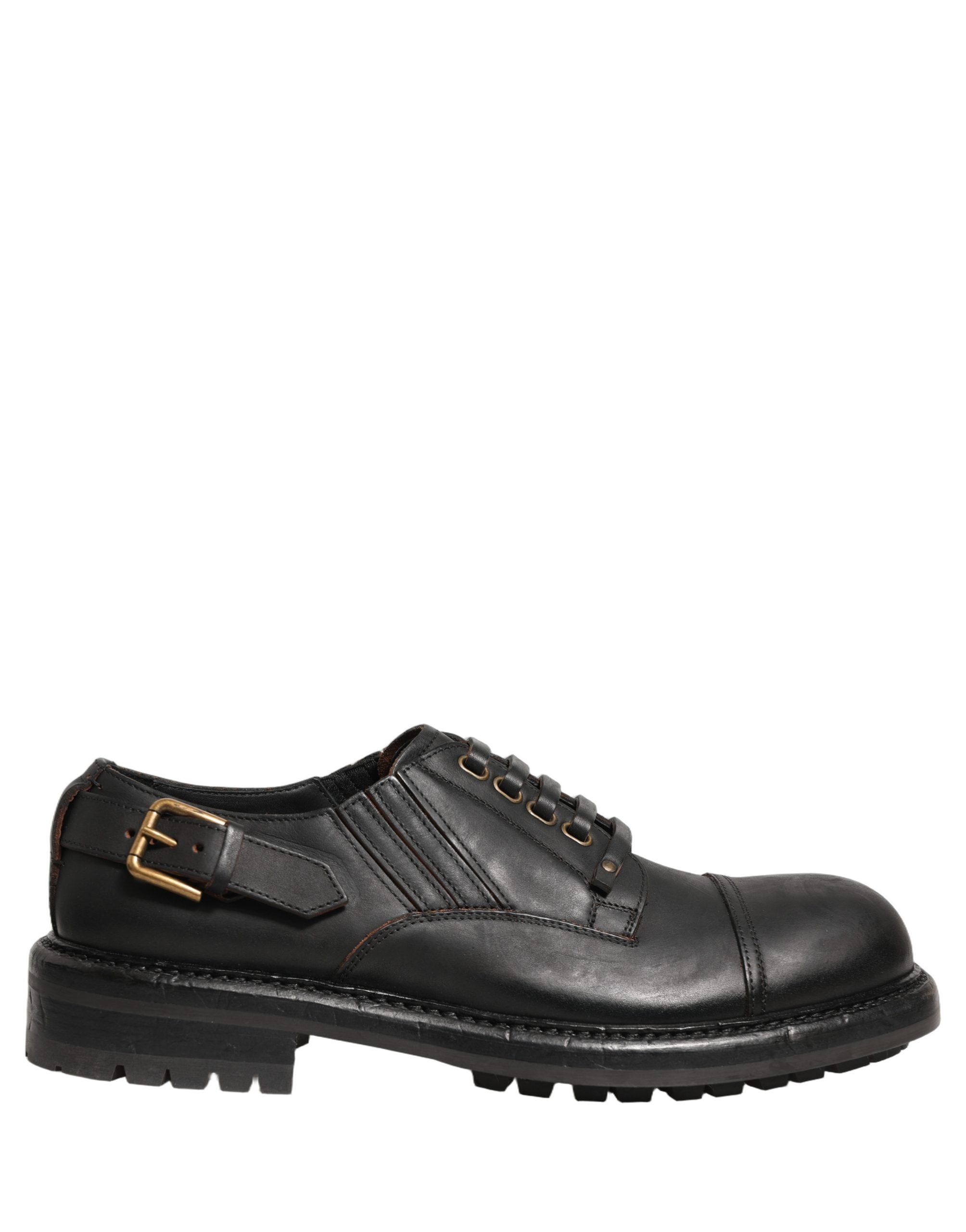 Pre-Owned Dolce & Gabbana Dress Black Leather Lace Up Derby Men Shoes