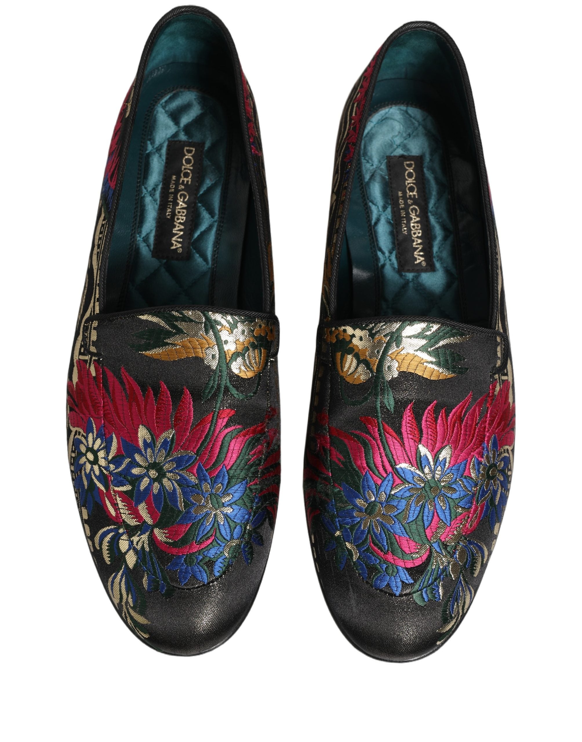 Dolce & Gabbana Black Jacquard Floral Loafers Men Dress Shoes