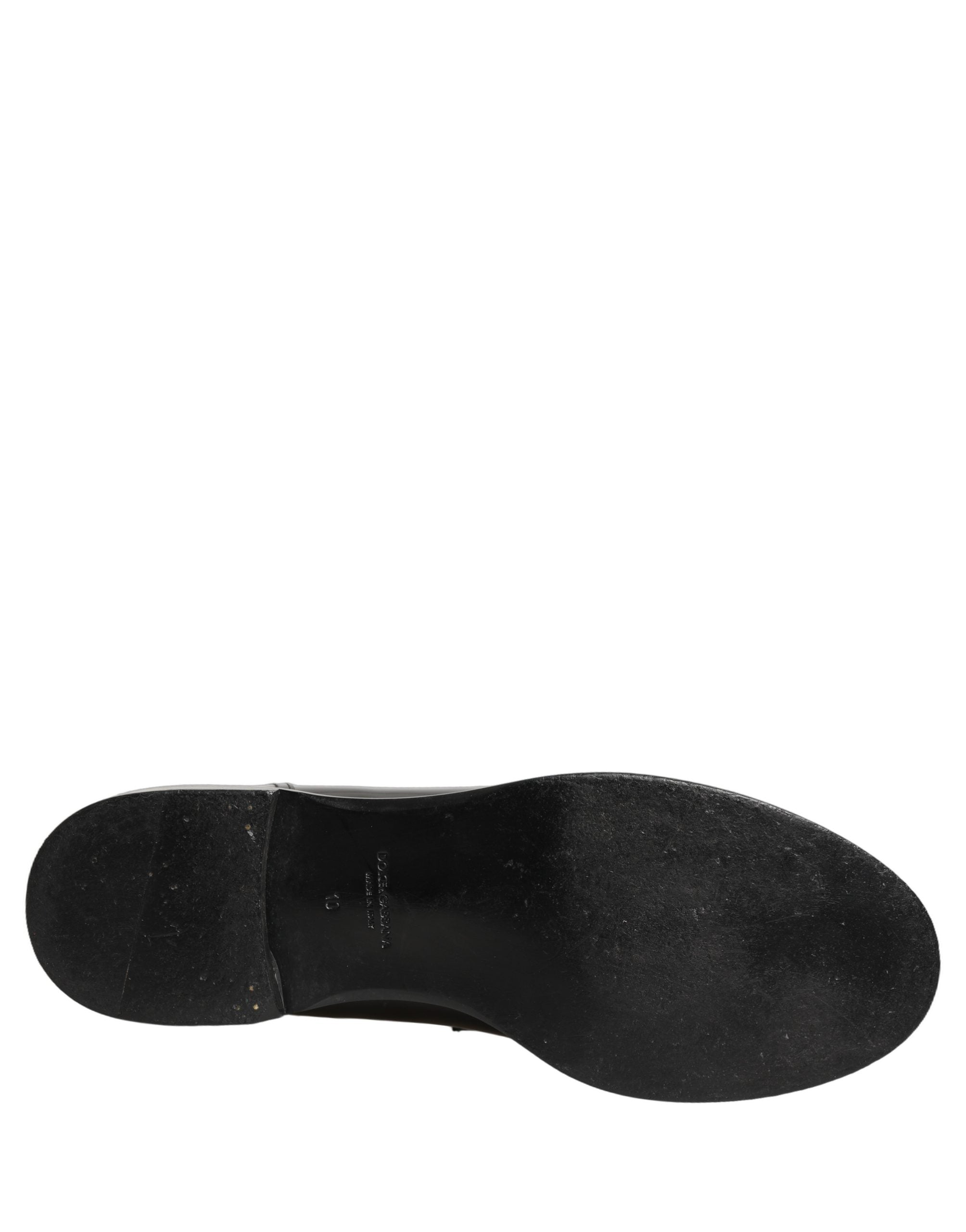 Dolce & Gabbana Black Leather Formal Men Dress Loafers Shoes