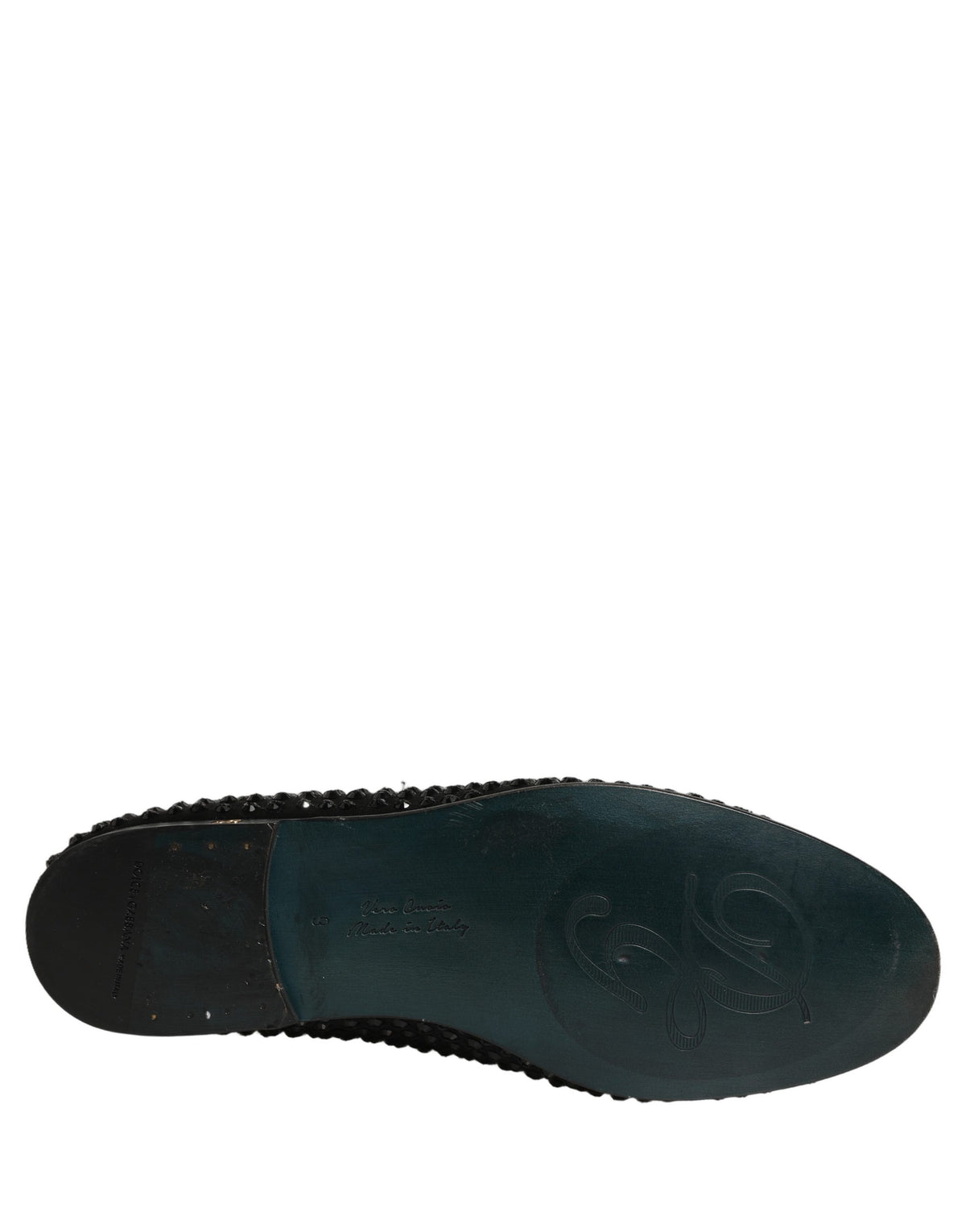 New Dolce & Gabbana Black Rhinestone Embellished Loafers Shoes