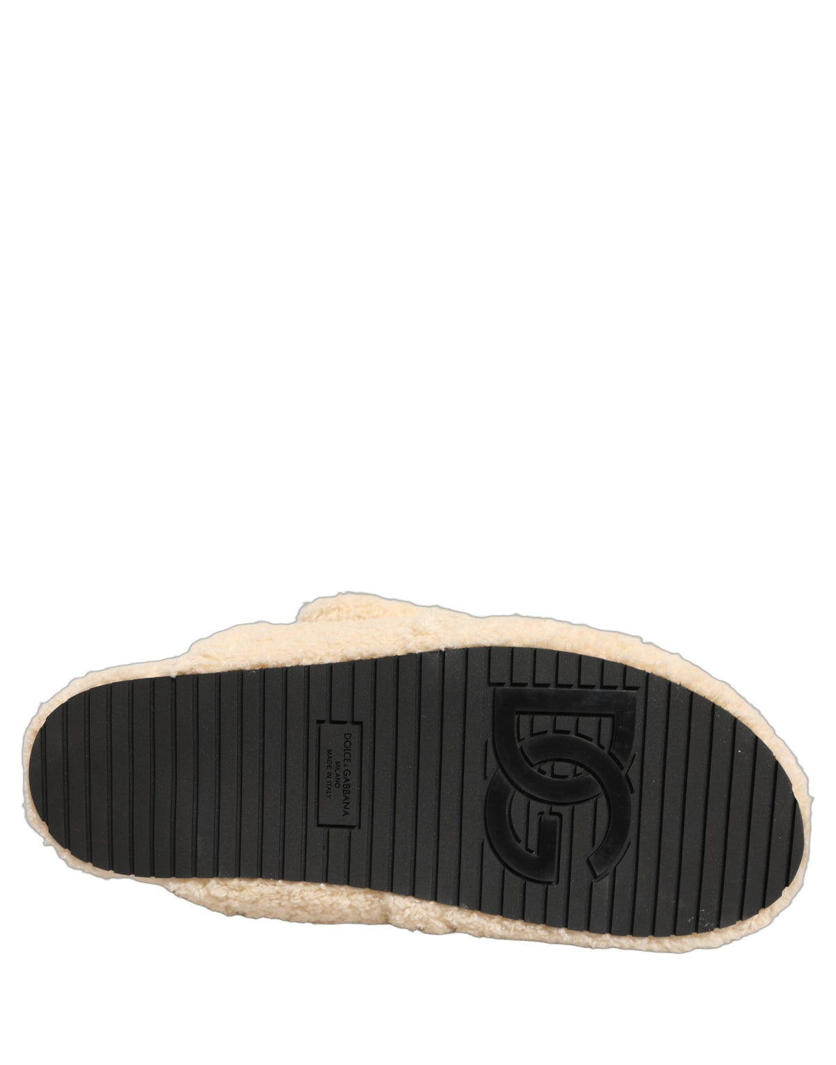New Dolce & Gabbana Beige Faux Fur Flats Men Slides Sandals Shoes