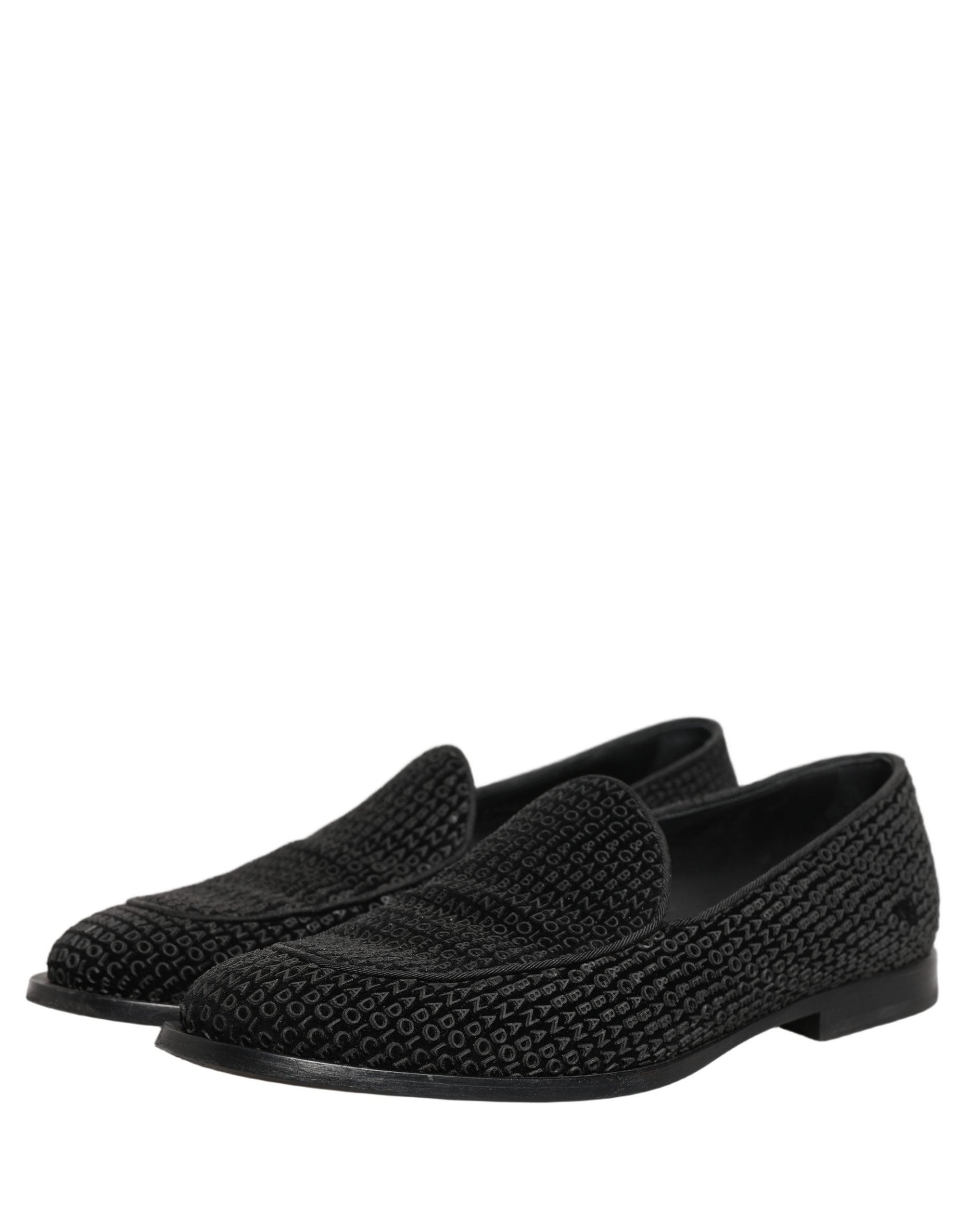 Dolce & Gabbana Black Logo Monogram Men Dress Loafers Shoes