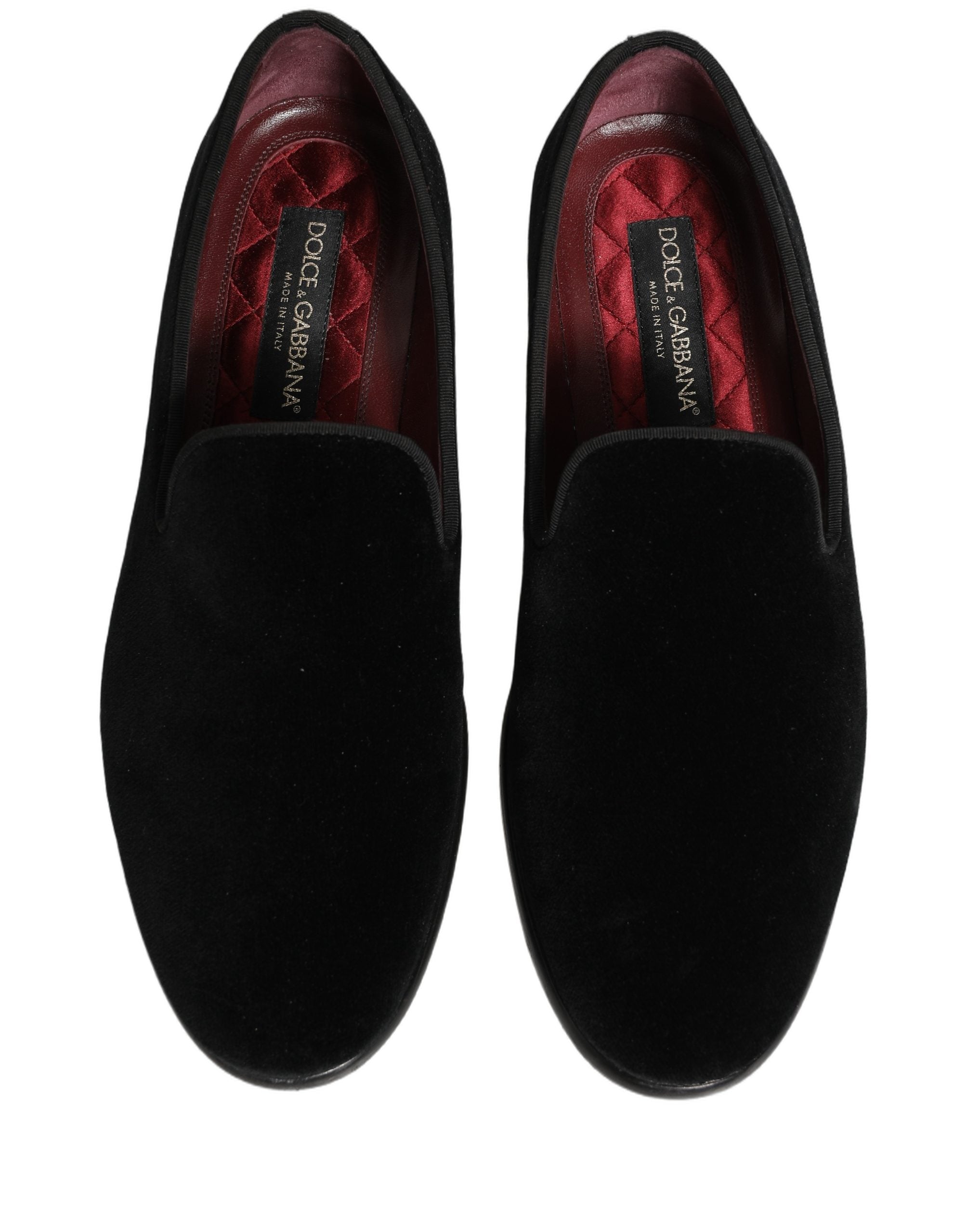 Dolce & Gabbana Black Velvet Cotton Loafers Formal Dress Shoes