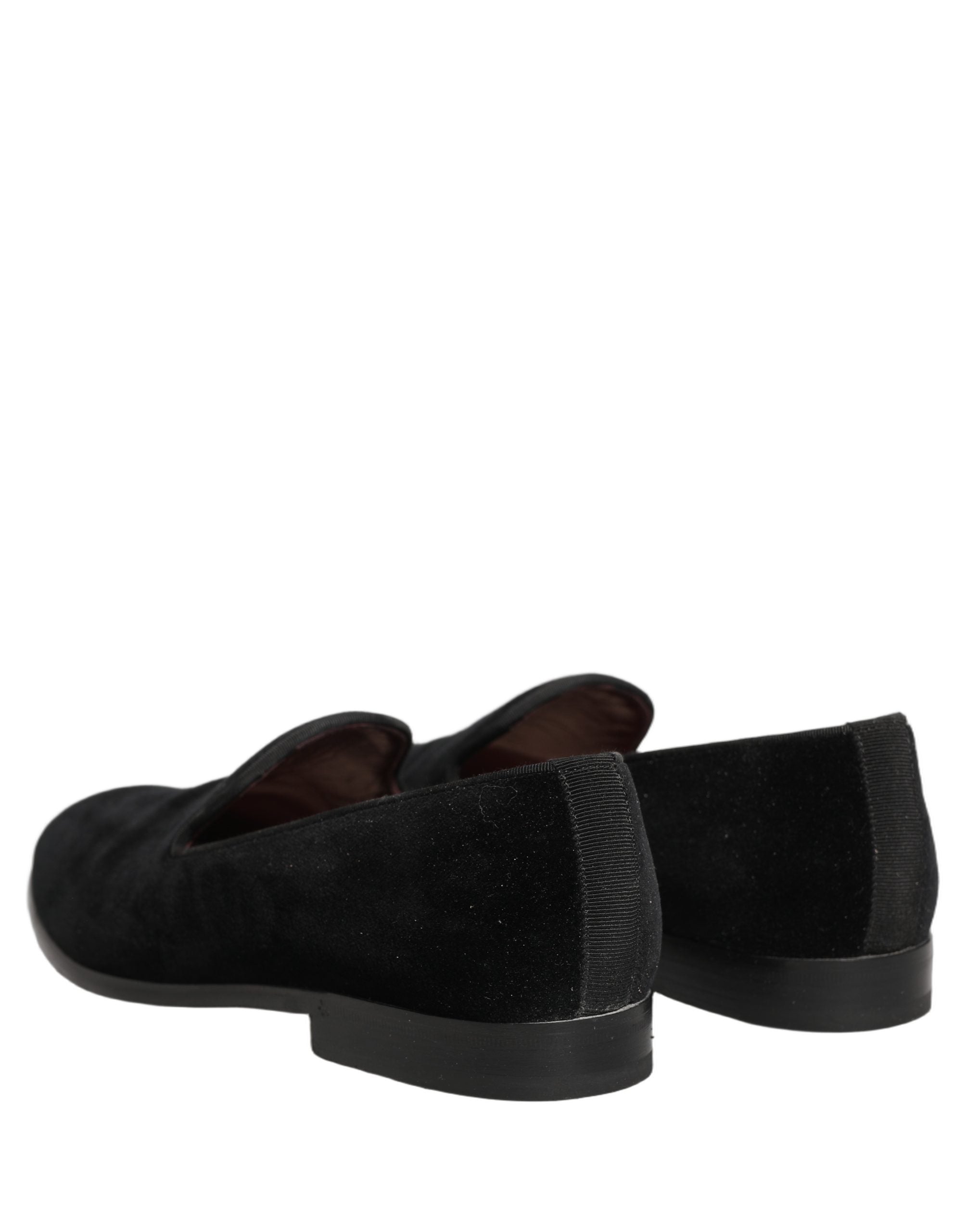 Dolce & Gabbana Black Velvet Cotton Loafers Formal Dress Shoes
