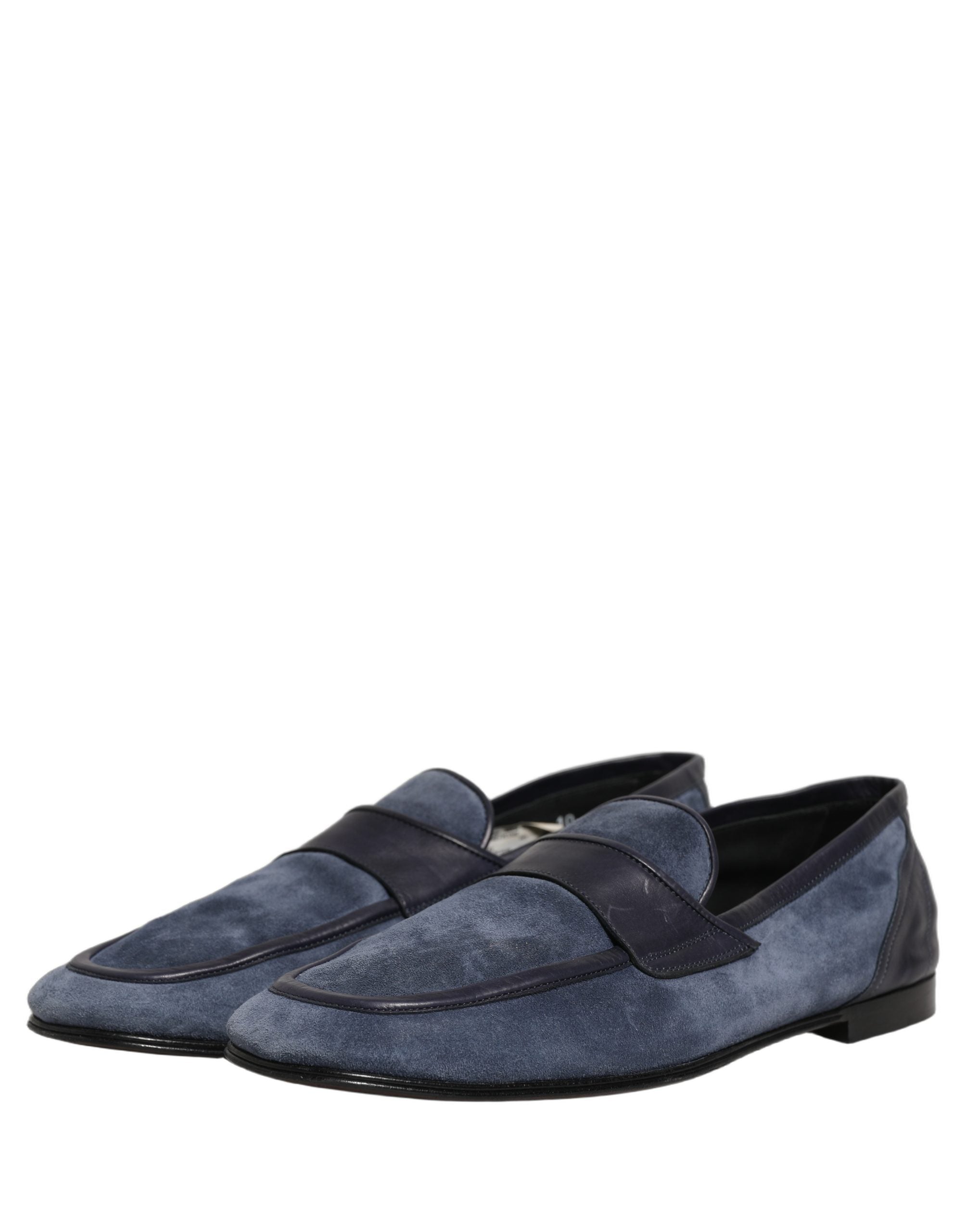 Dolce & Gabbana Blue Suede Leather Loafers Moccasins Shoes