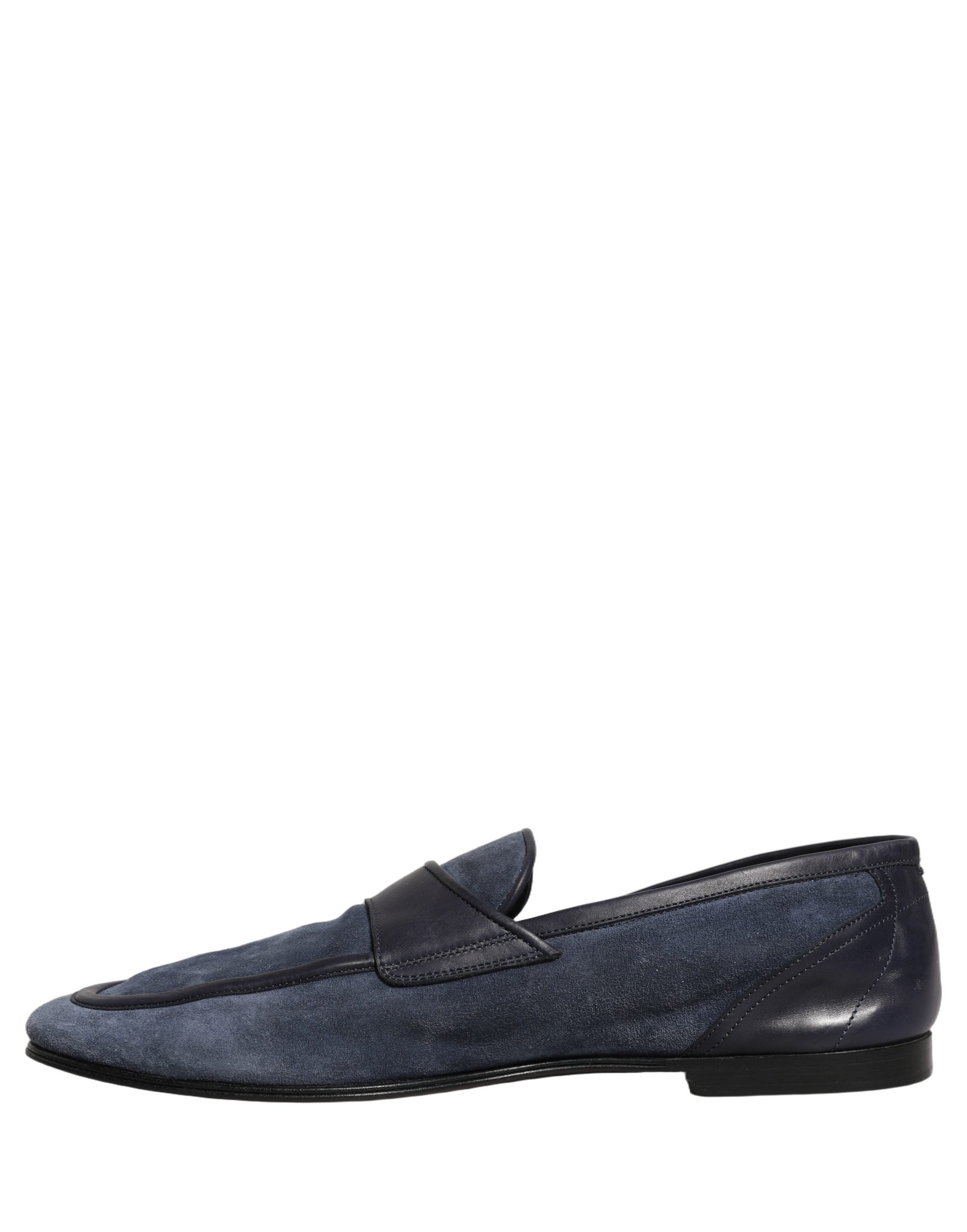 Dolce & Gabbana Blue Suede Leather Loafers Moccasins Shoes