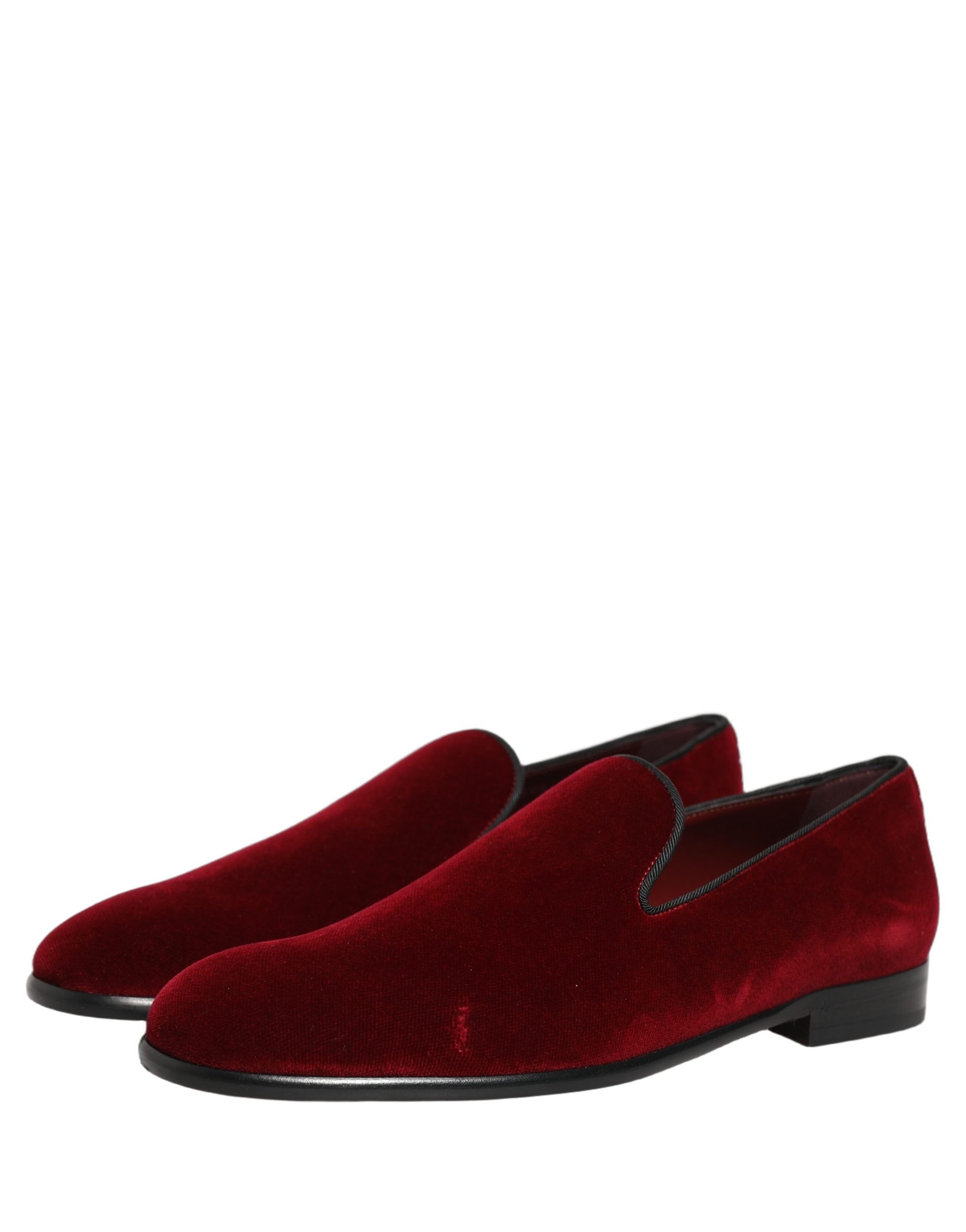 Dolce & Gabbana Maroon Velvet Slip On Dress Loafers Shoes
