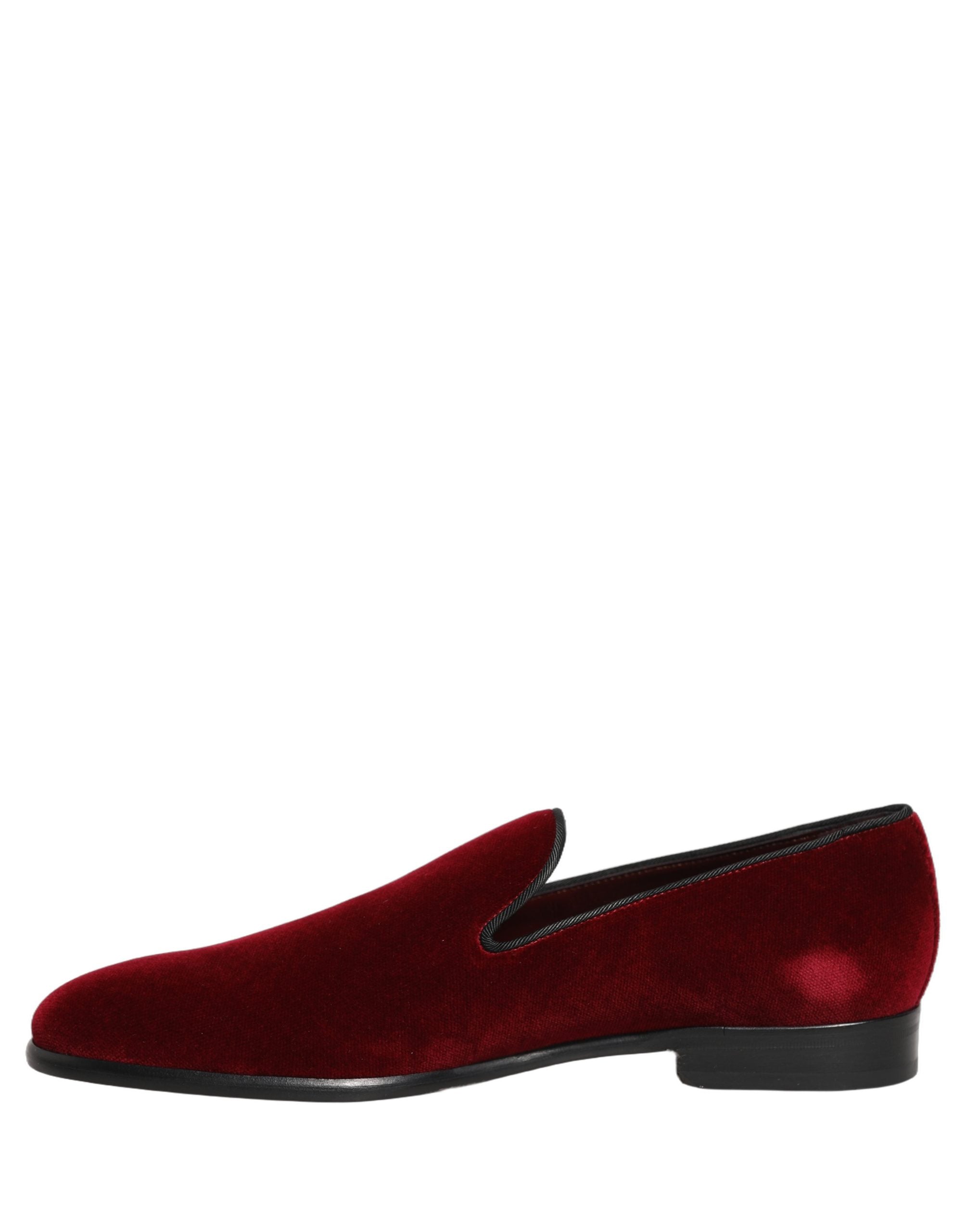 Dolce & Gabbana Maroon Velvet Slip On Dress Loafers Shoes