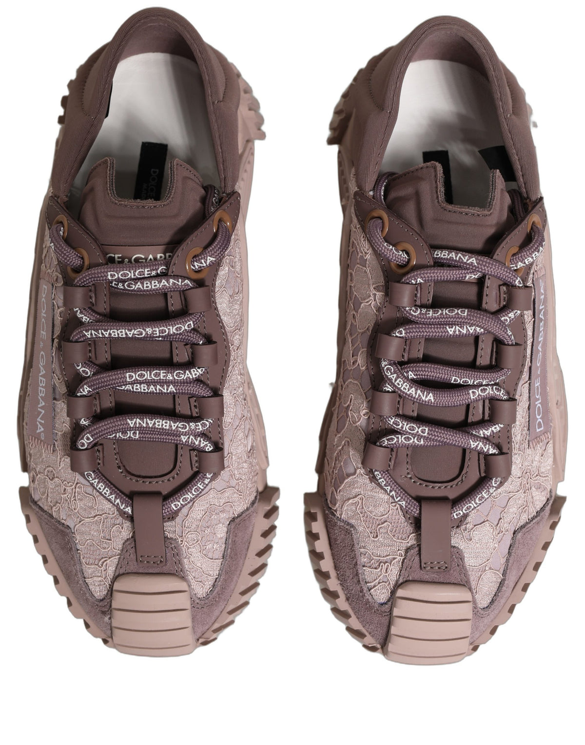 New Dolce & Gabbana Pink Lace NS1 Low Top Sneaker Sports Shoes