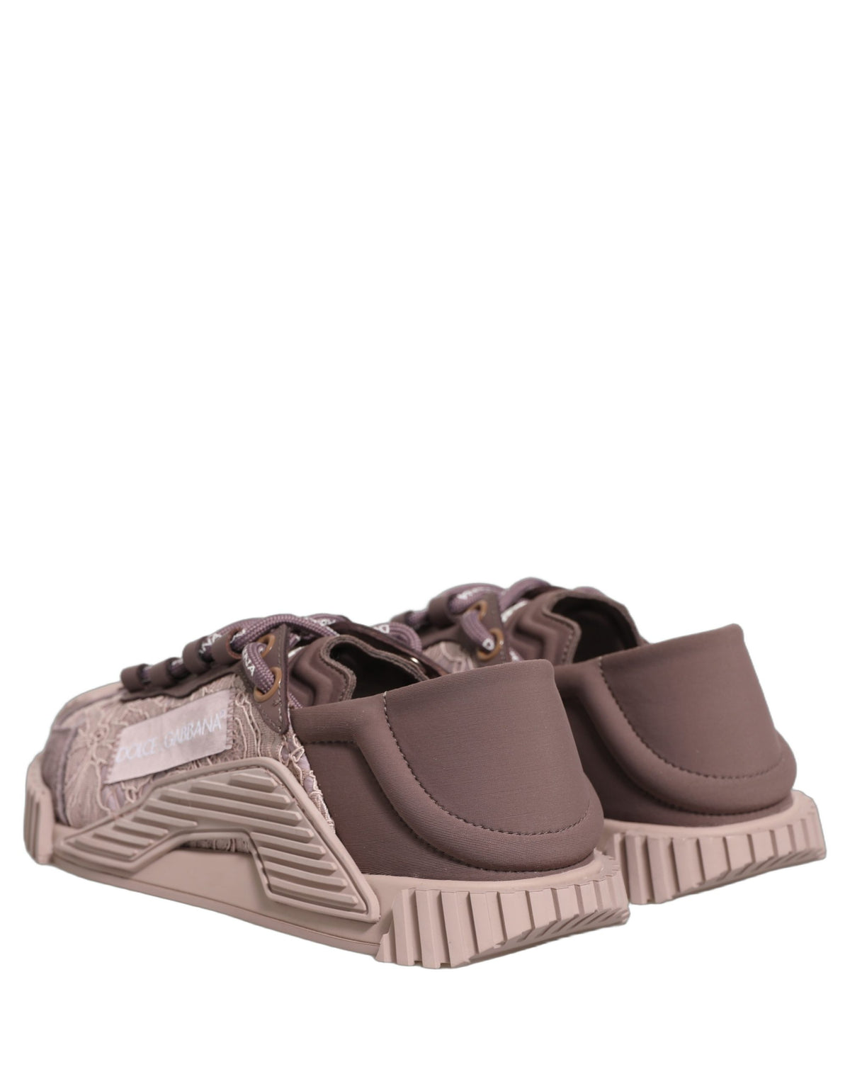 New Dolce & Gabbana Pink Lace NS1 Low Top Sneaker Sports Shoes